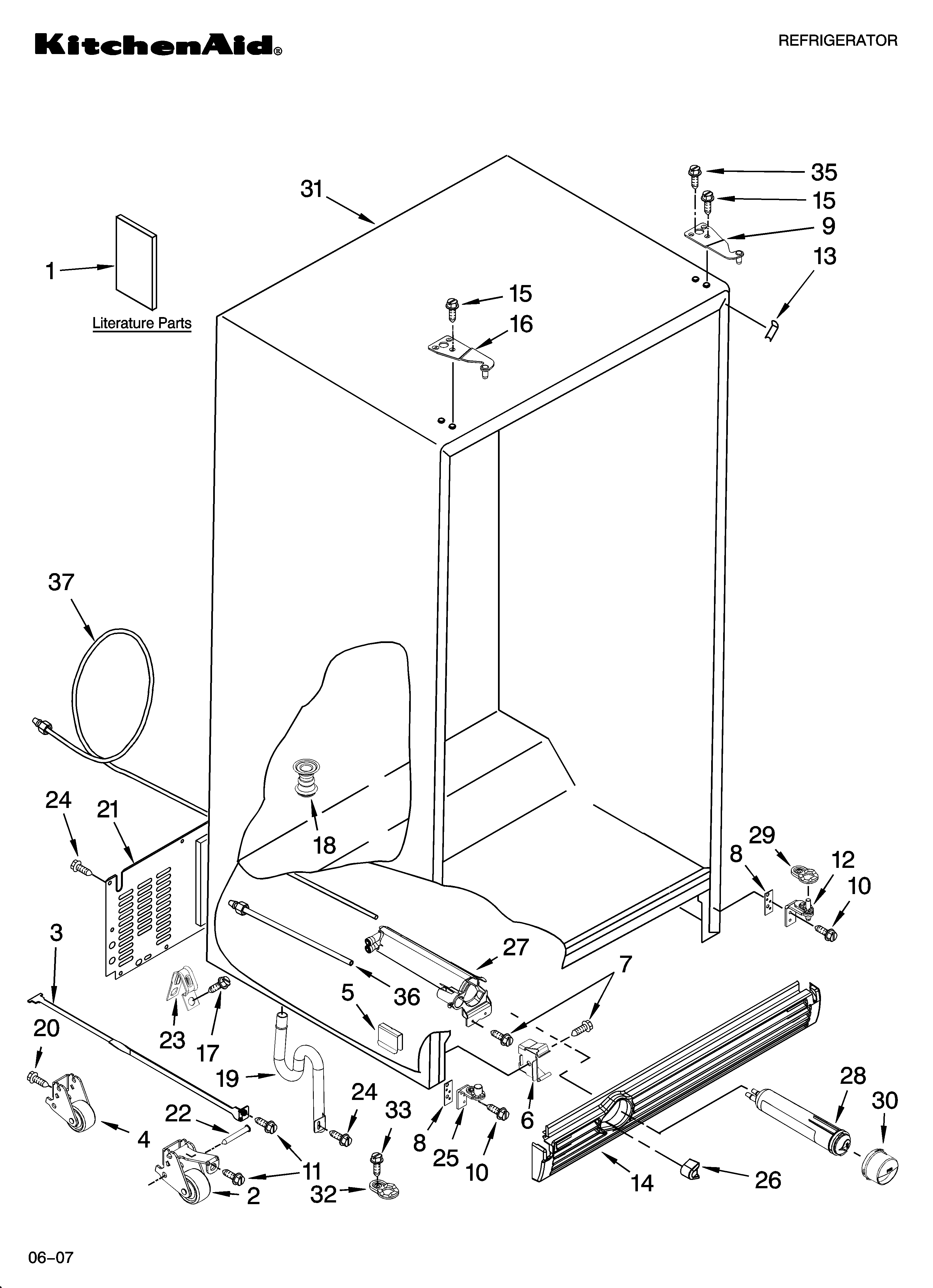 KitchenAid KSCS25FSMS03 cabinet parts diagram