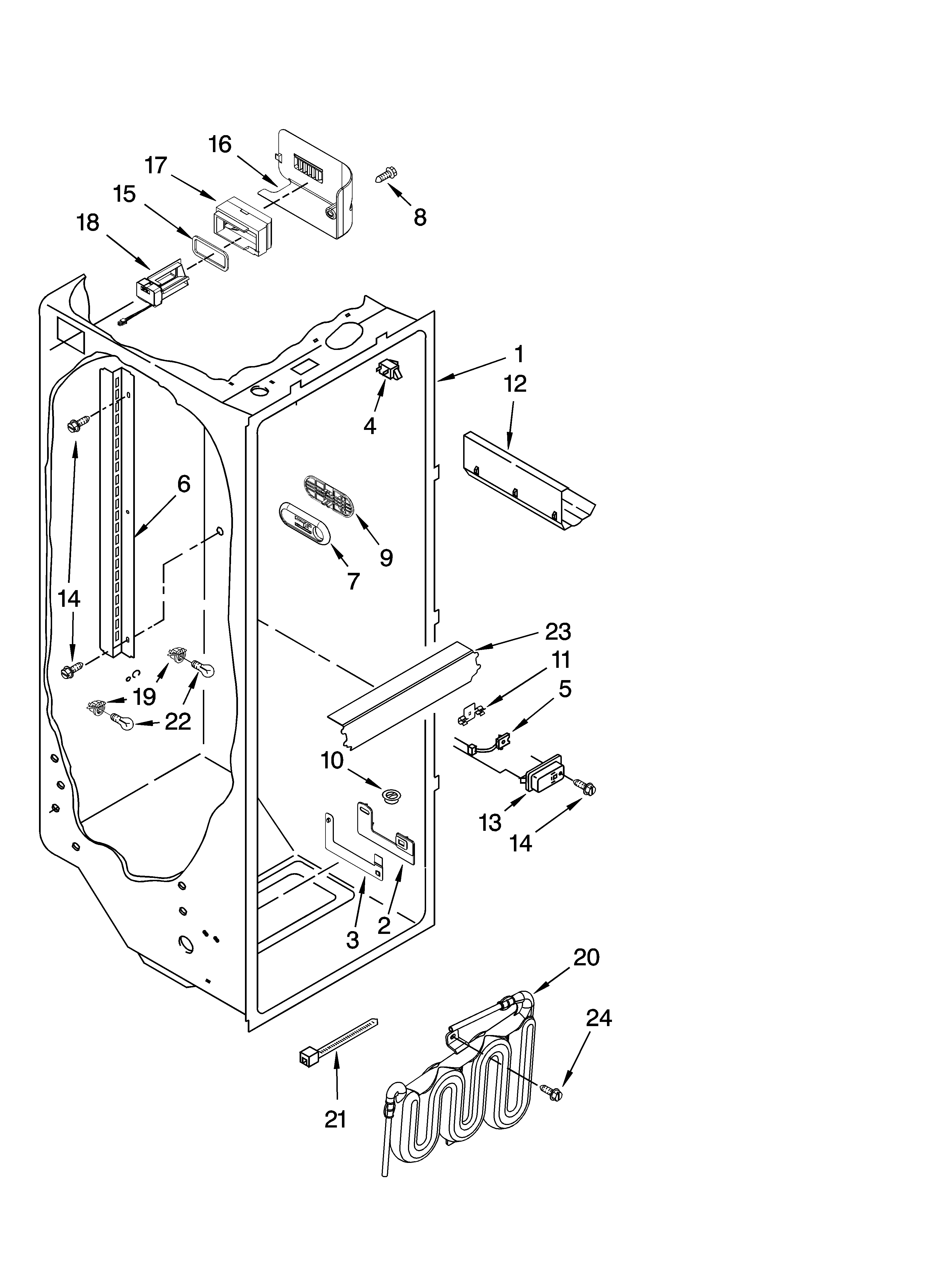 KitchenAid KSCS25FTWH02 refrigerator liner parts diagram