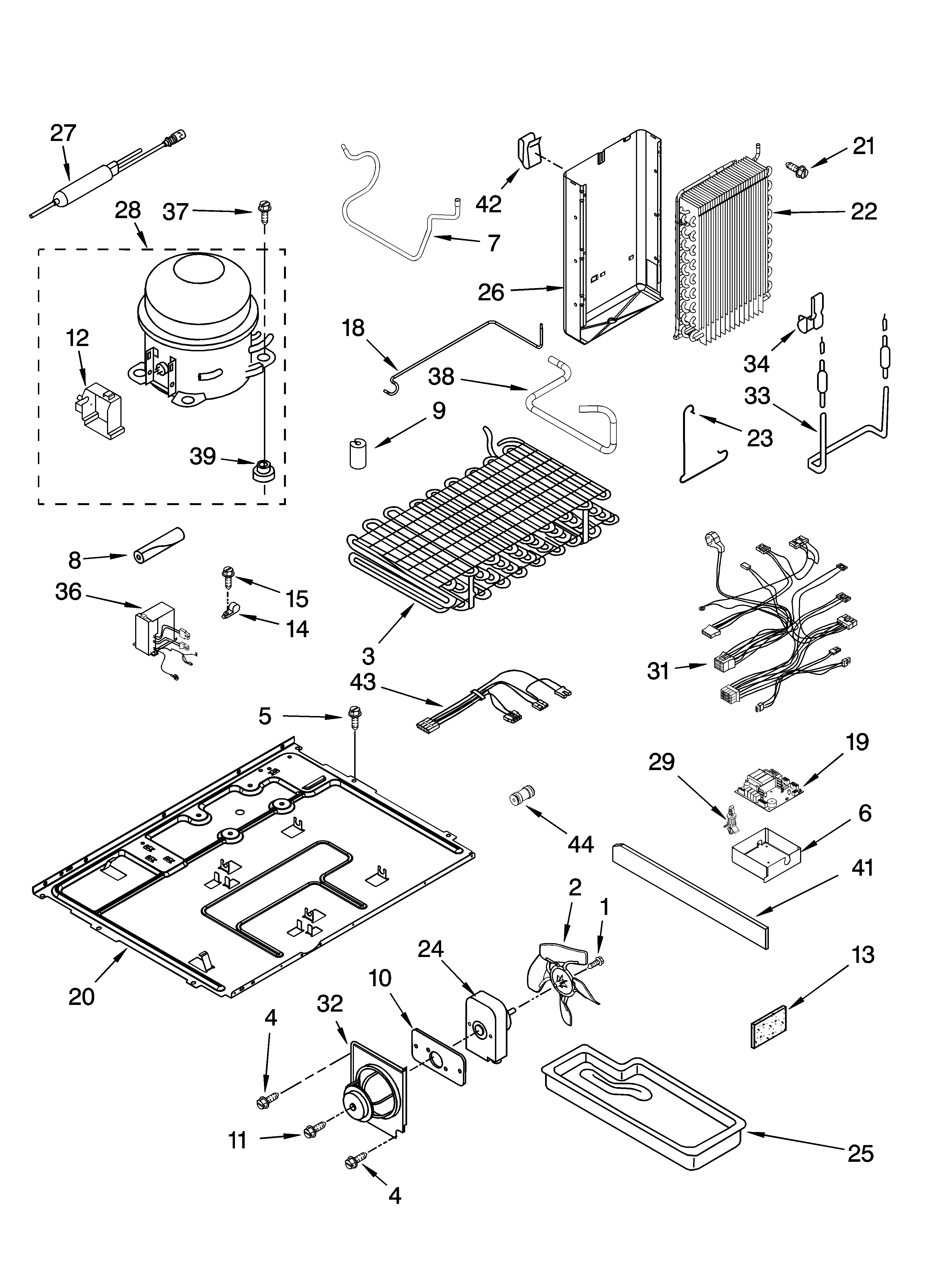 KitchenAid KSCS25FTWH02 unit parts diagram