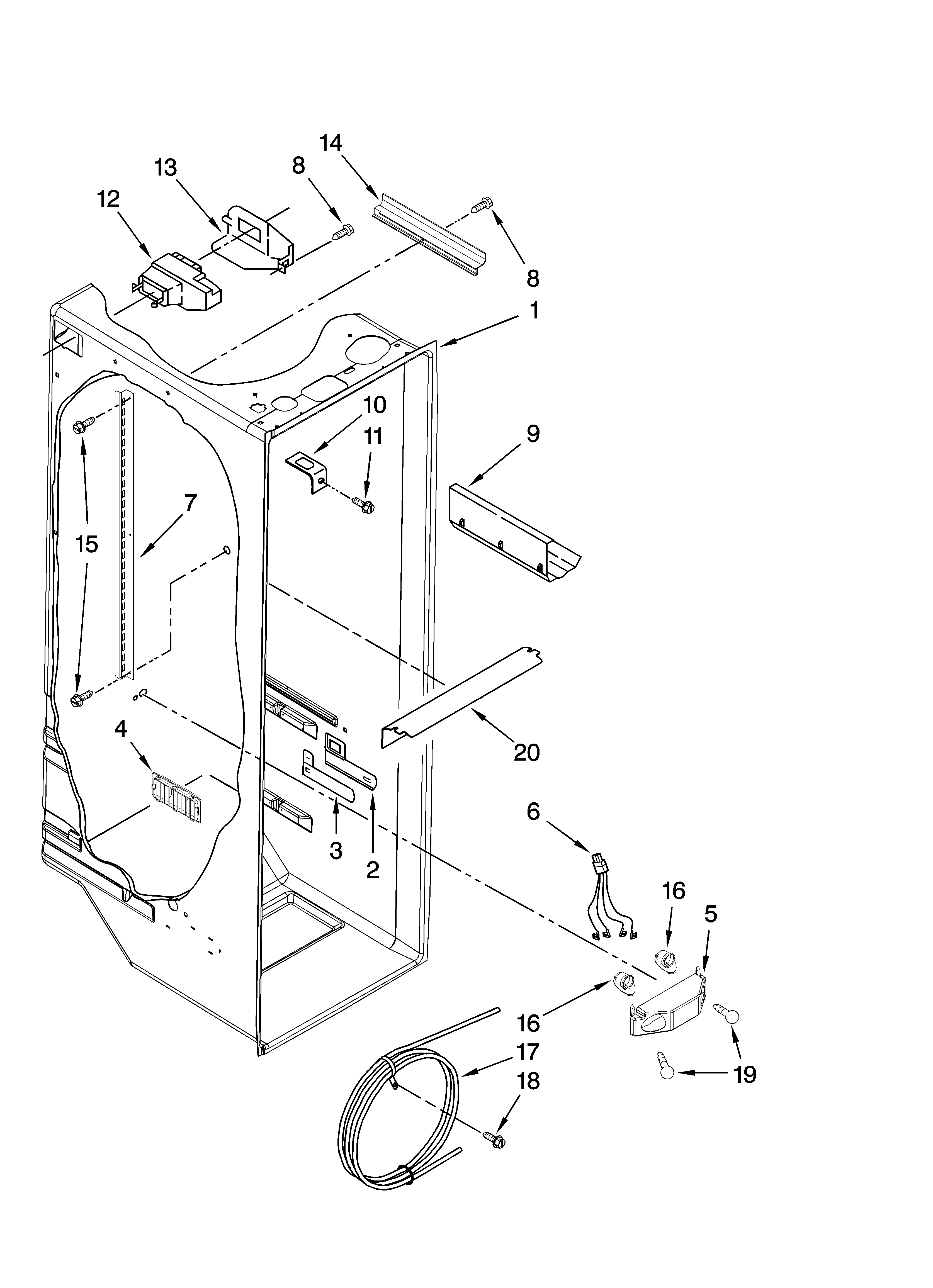 KitchenAid KSRD22FTST02 refrigerator liner parts diagram