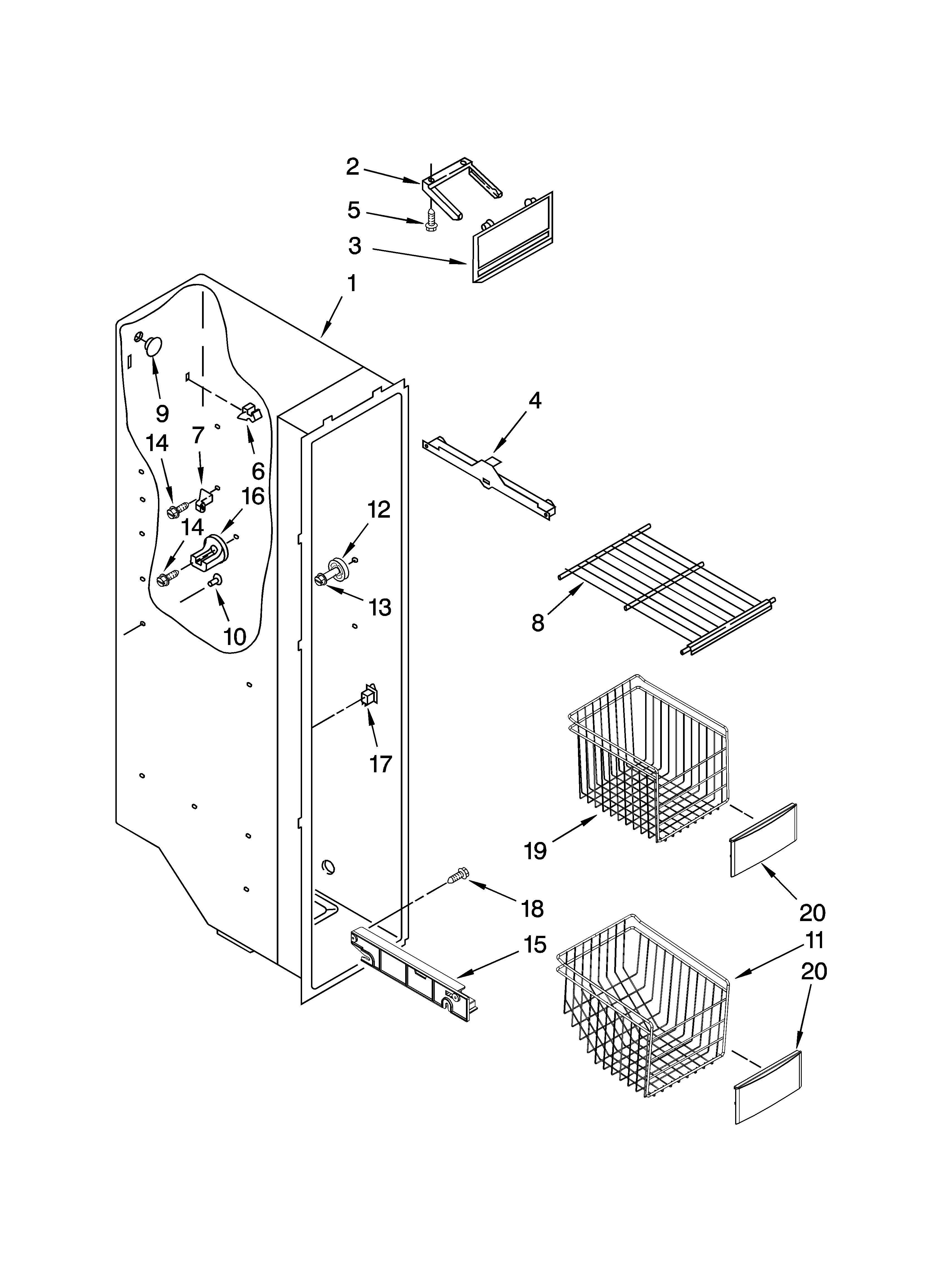 KitchenAid KSRD22FTST02 freezer liner parts diagram