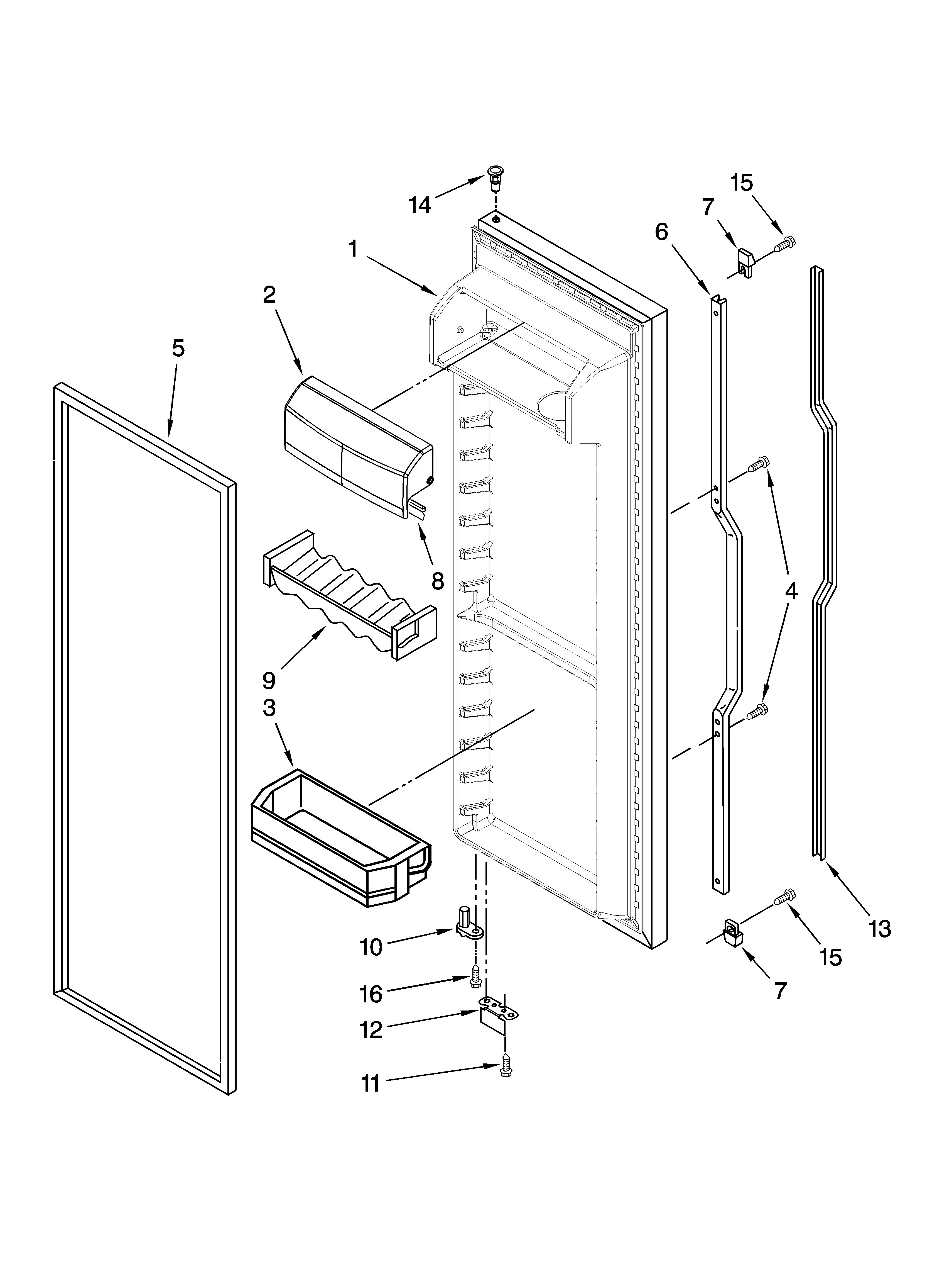 KitchenAid KSRD22FTST02 refrigerator door parts diagram