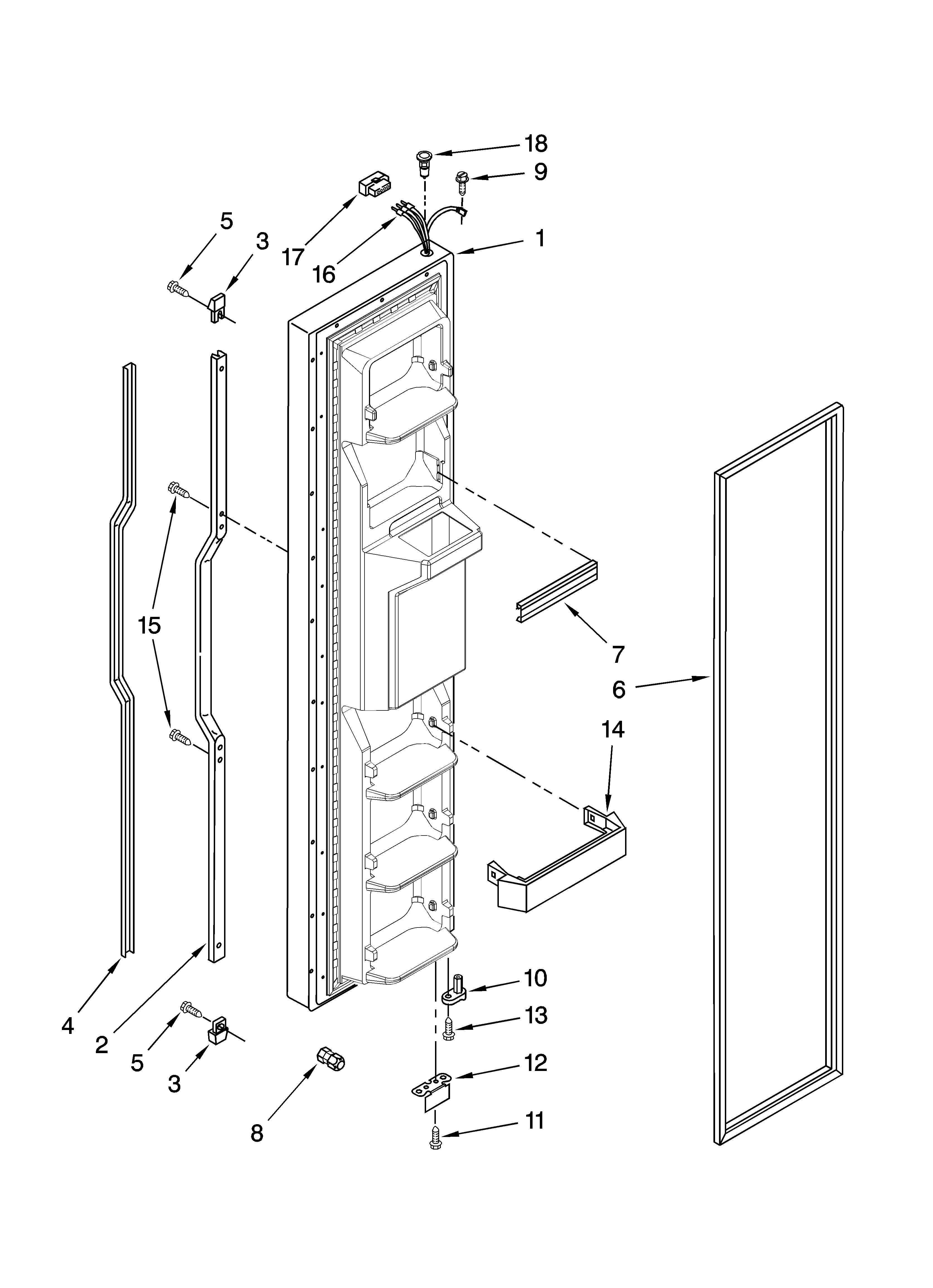 KitchenAid KSRD22FTST02 freezer door parts diagram