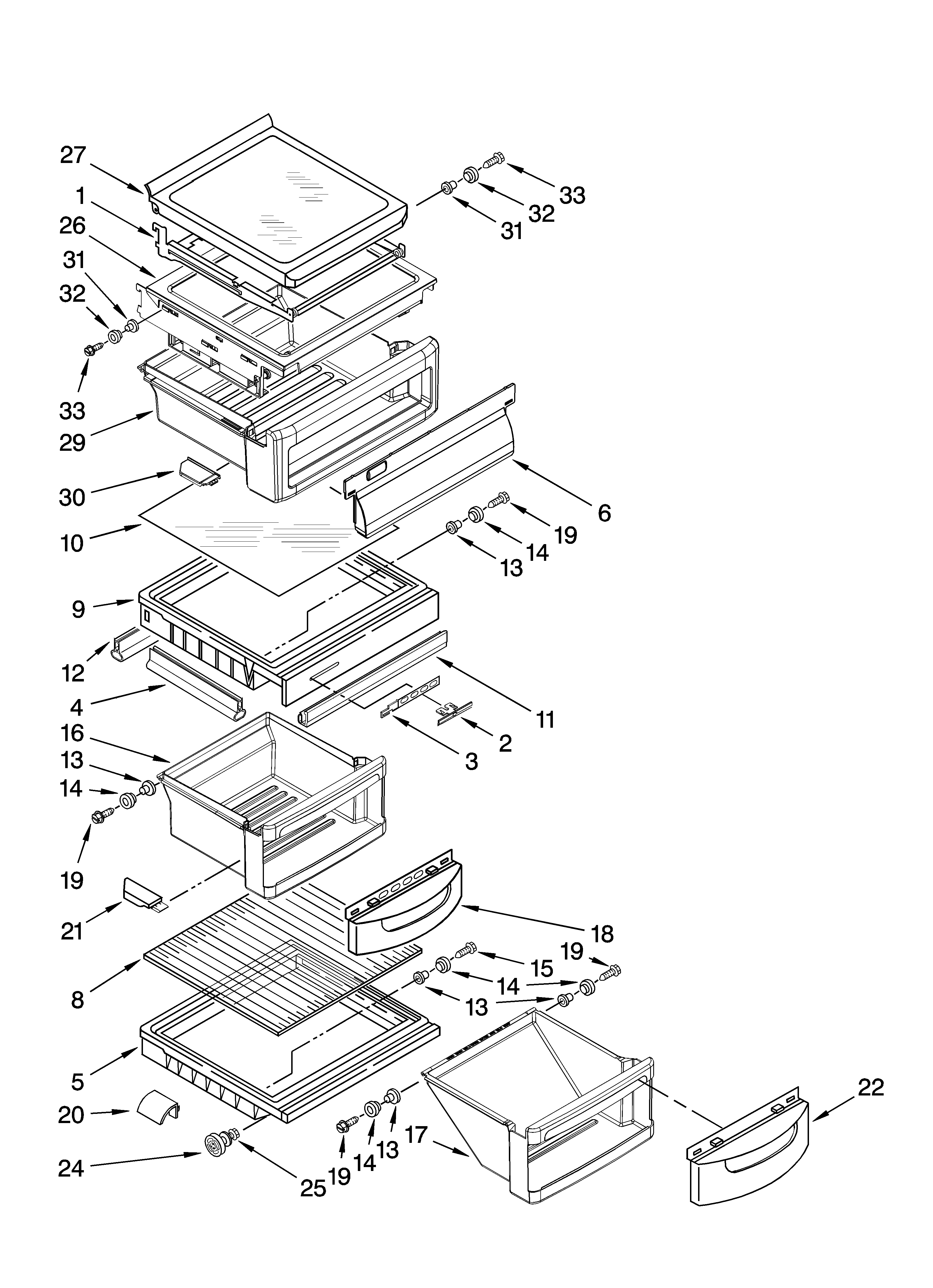 KitchenAid KSRP22FSMS02 refrigerator shelf parts diagram