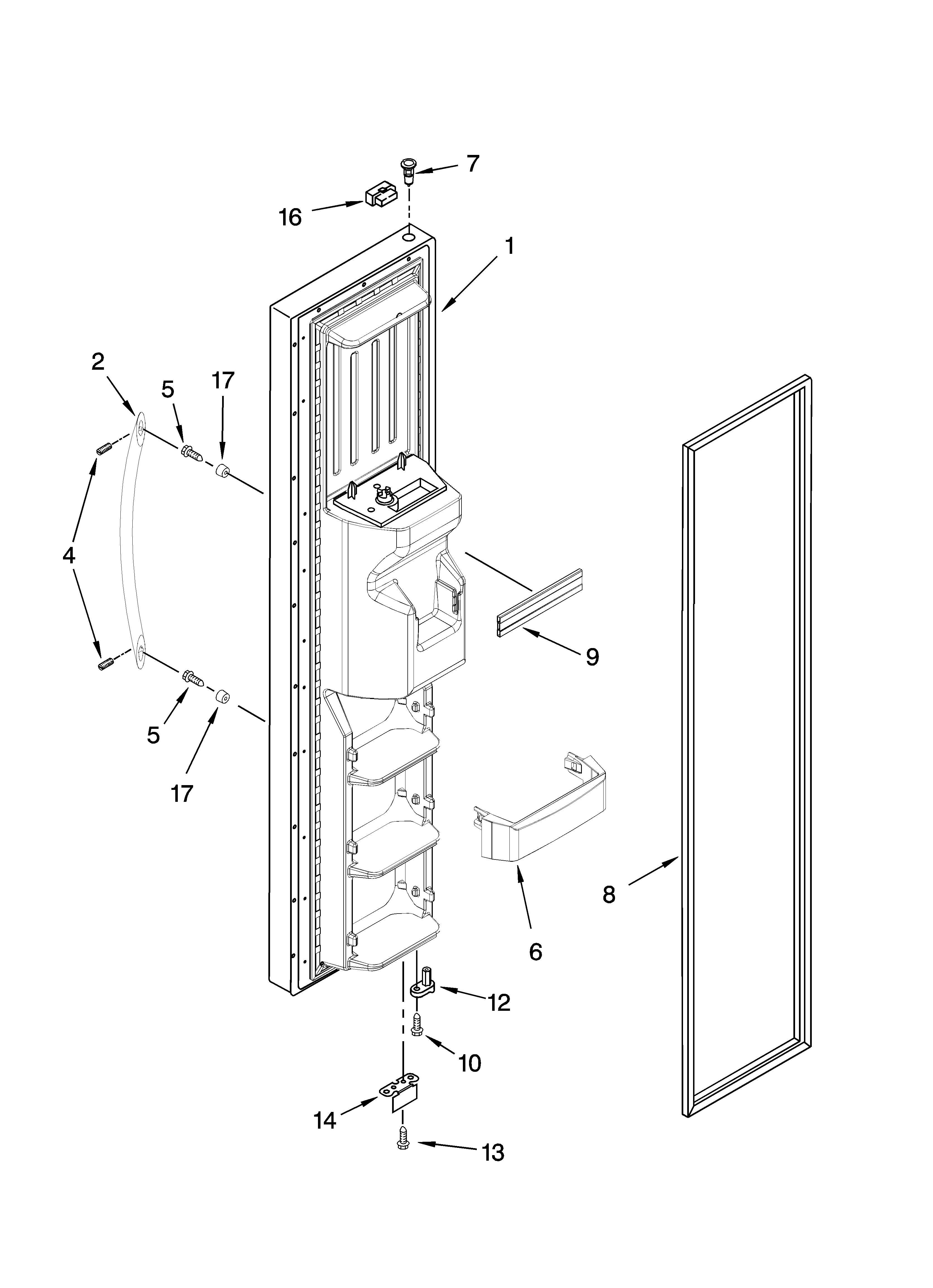 KitchenAid KSRP22FSMS02 freezer door parts diagram