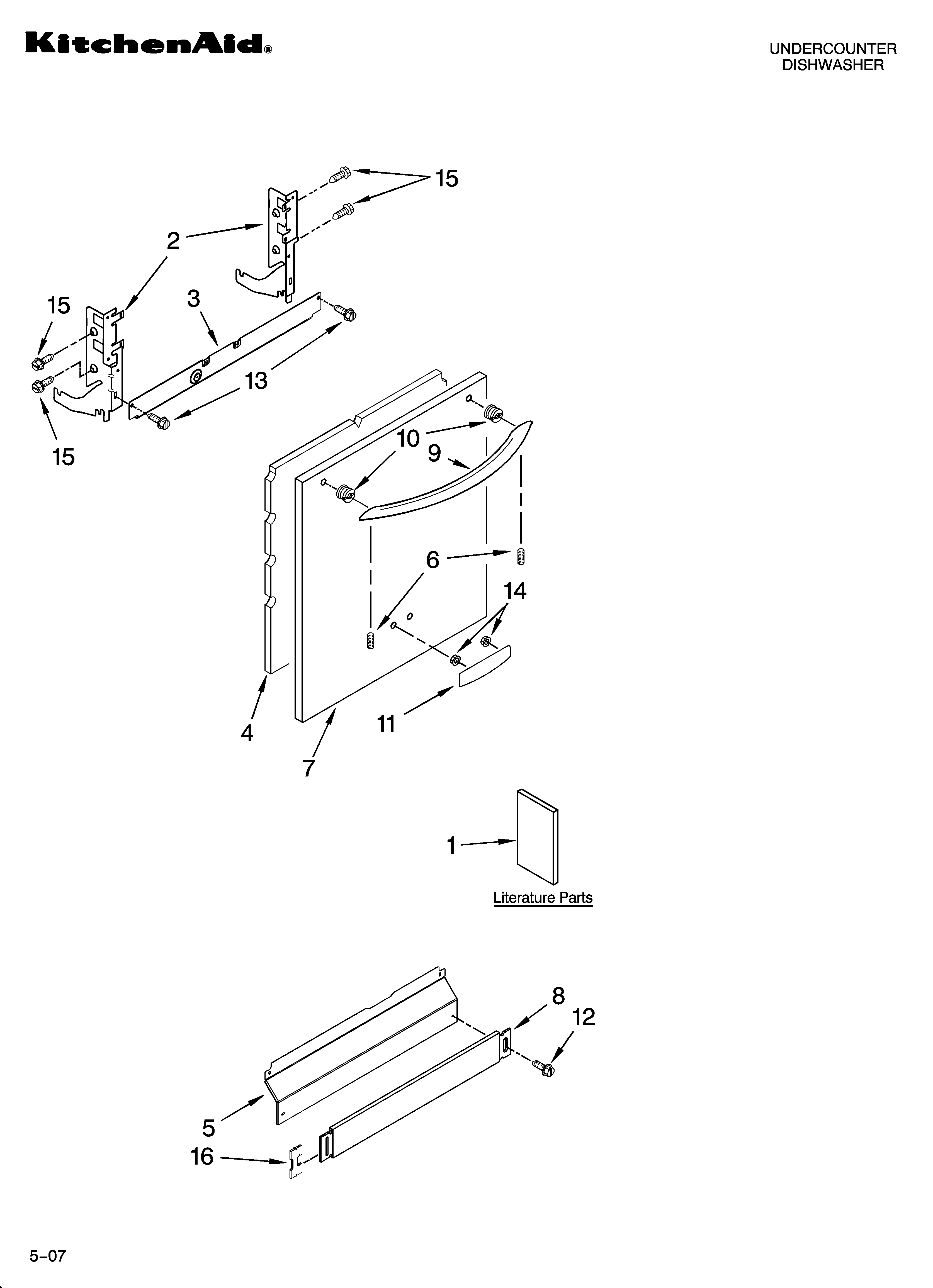 KitchenAid KUDC03FTSS0 door and panel parts diagram