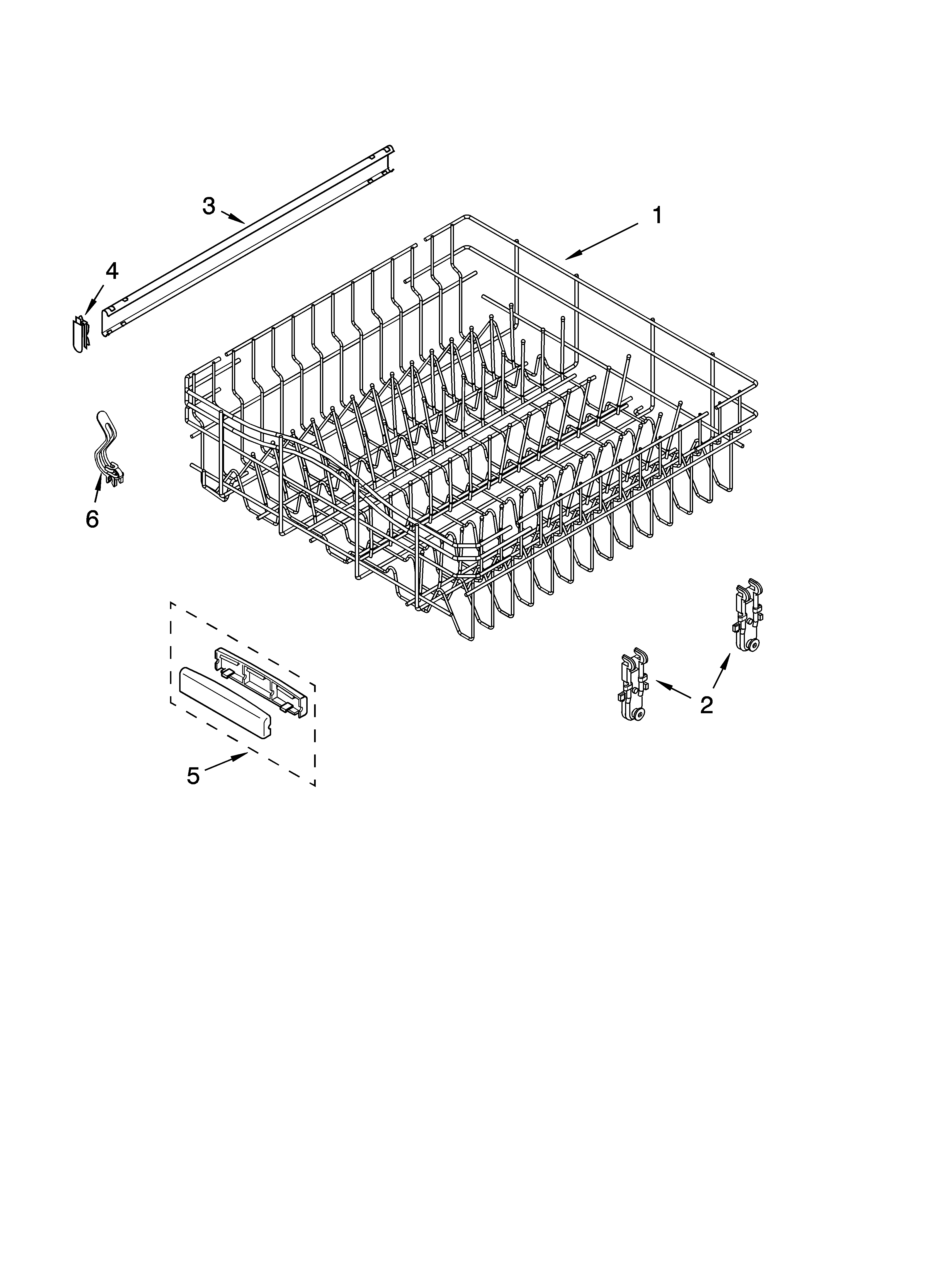 KitchenAid KUDC03FTSS0 upper rack and track parts diagram