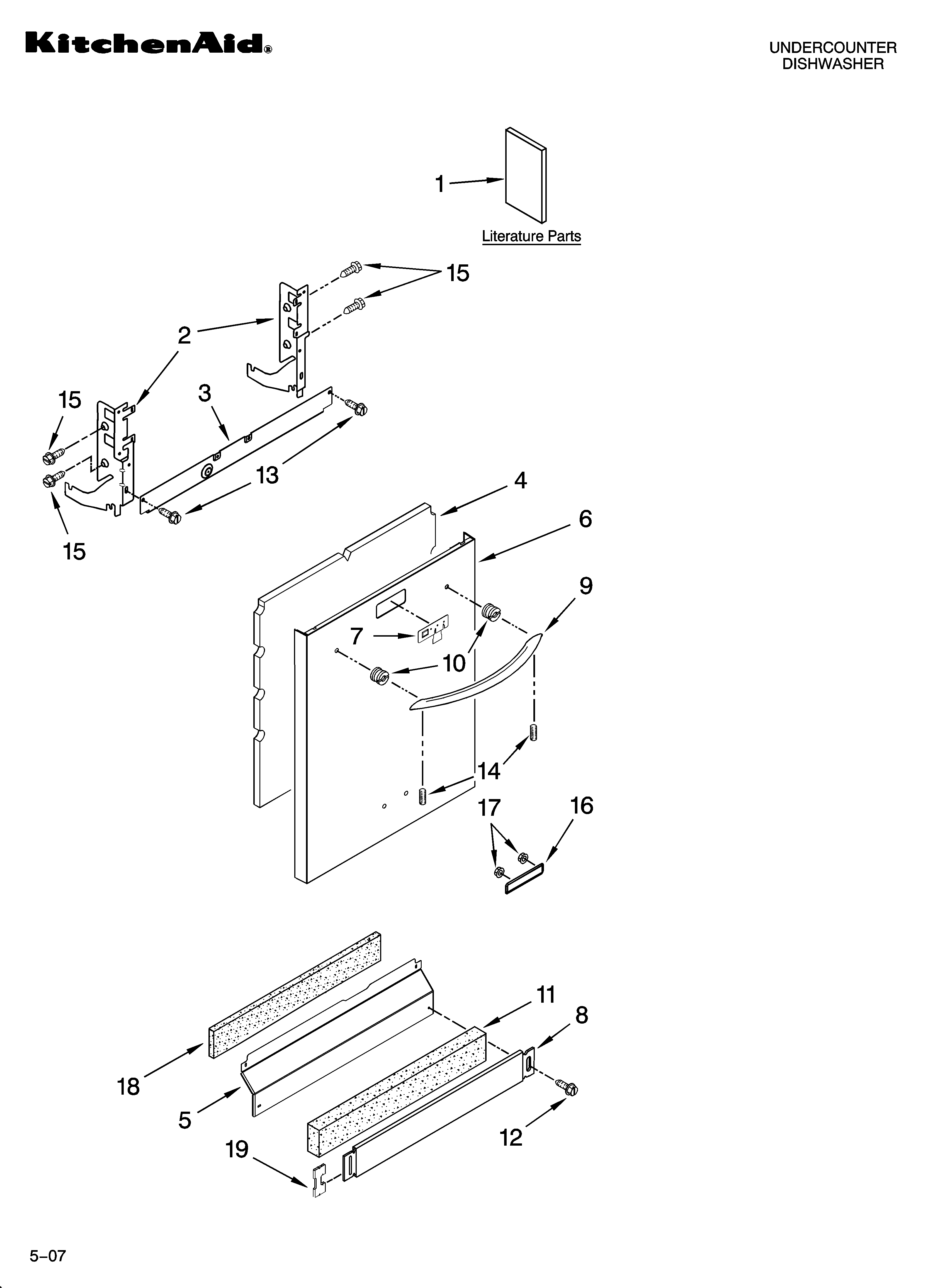 KitchenAid KUDS03STSS0 door and panel parts diagram
