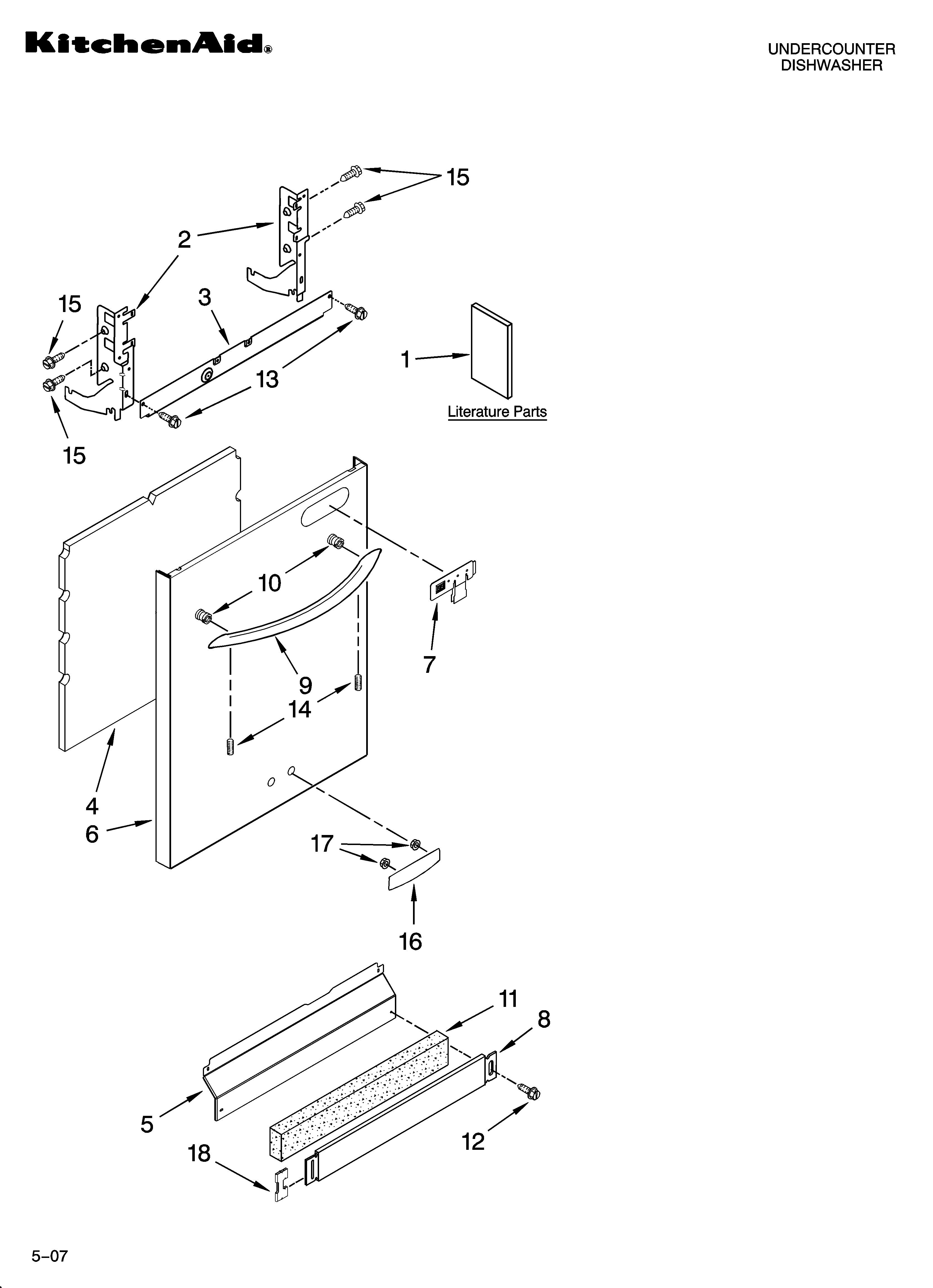 KitchenAid KUDU03STSS0 door and panel parts diagram