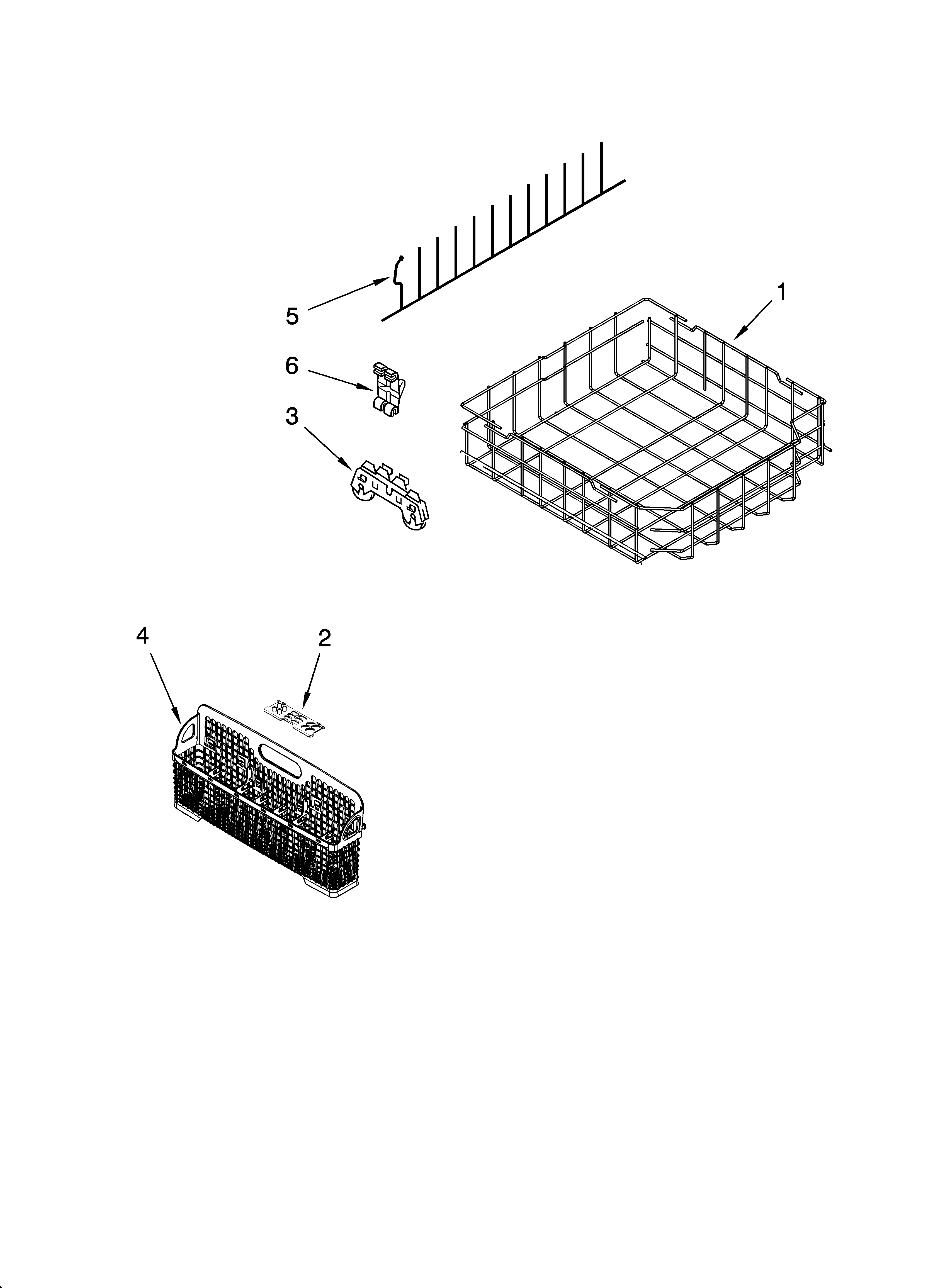KitchenAid KUDX03FTSS0 lower rack parts, optional parts (not included) diagram