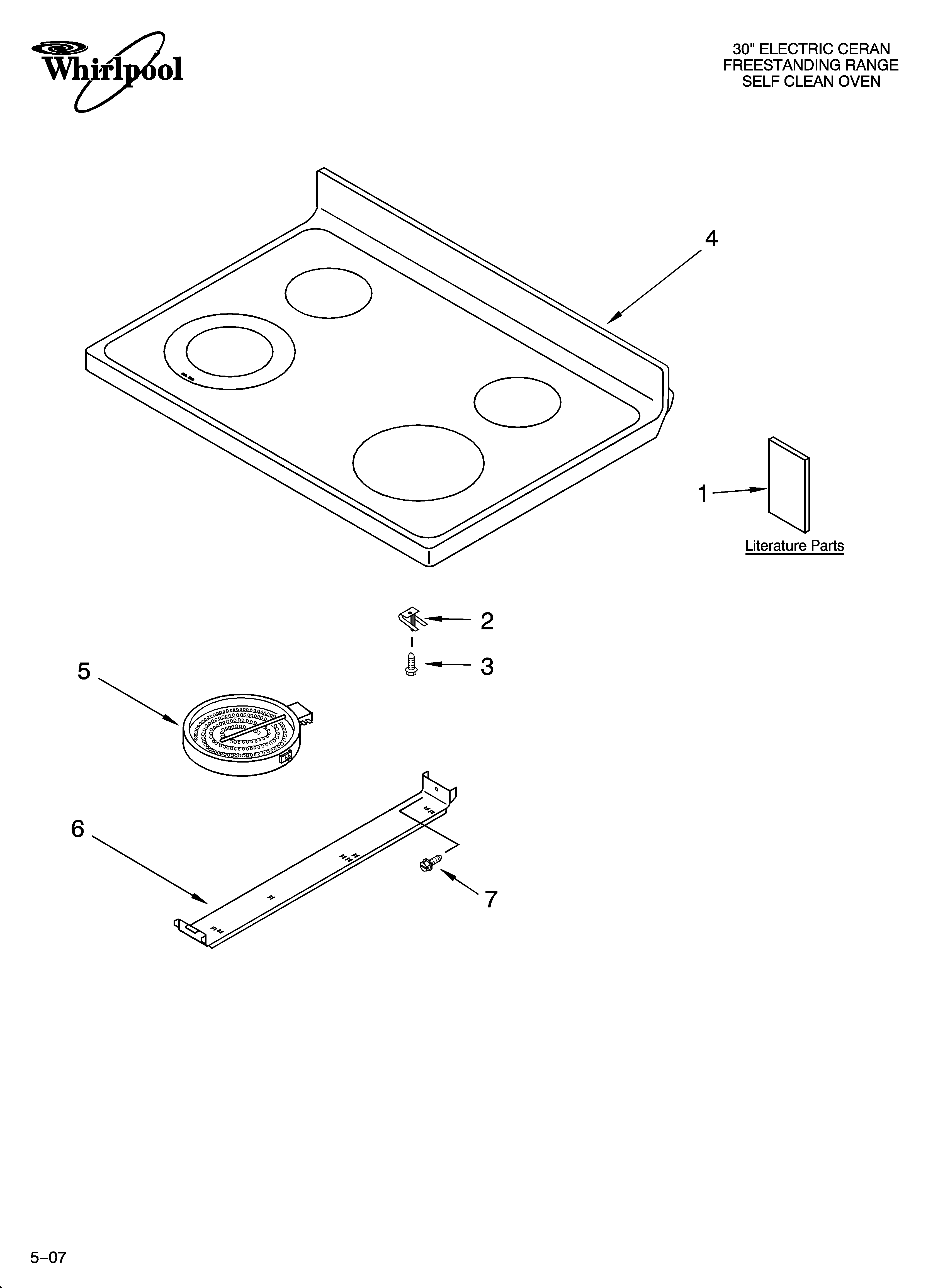 Whirlpool RF362LXTT1 cooktop parts diagram