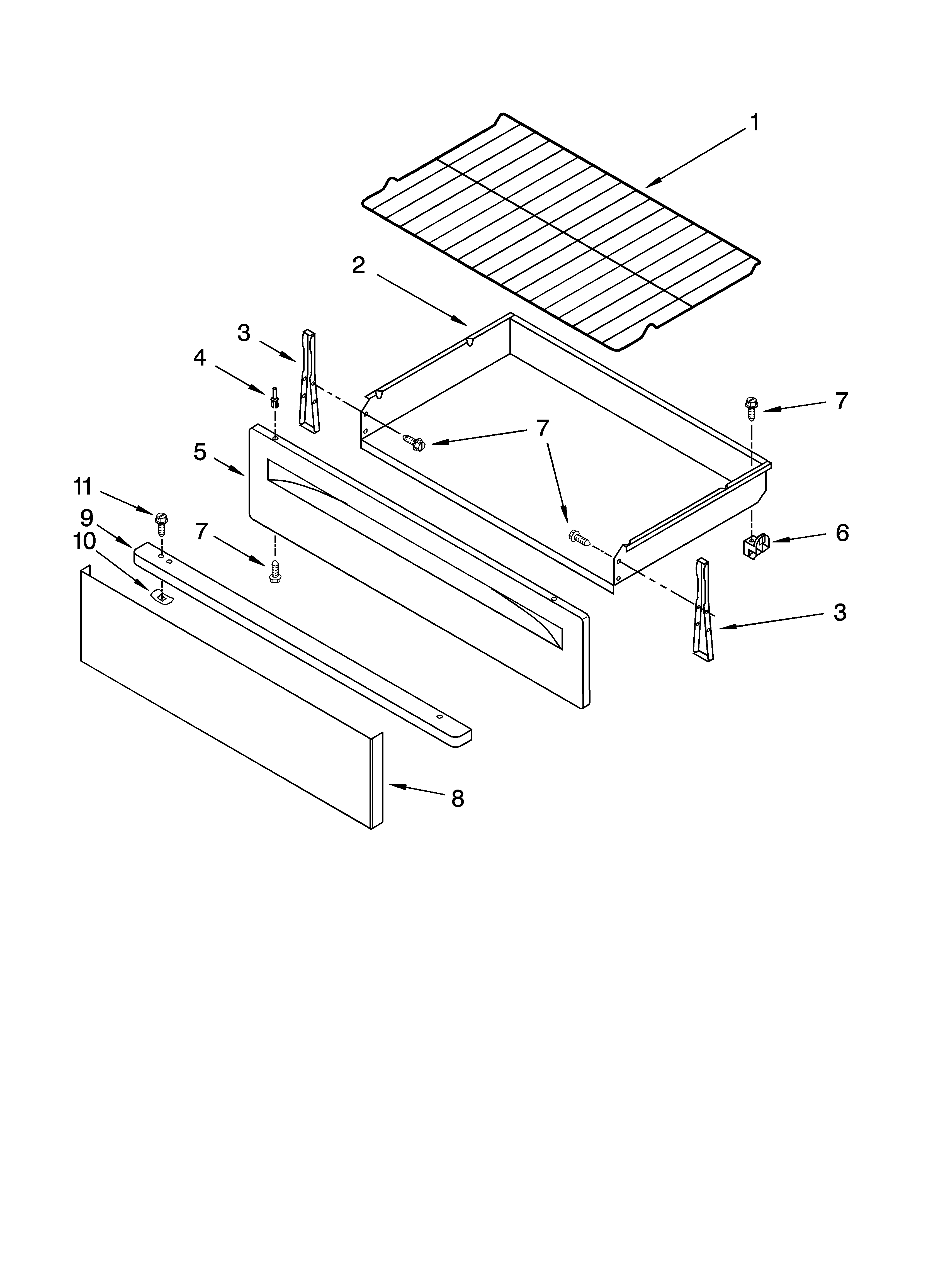 Whirlpool RF367LXSQ2 drawer & broiler parts diagram