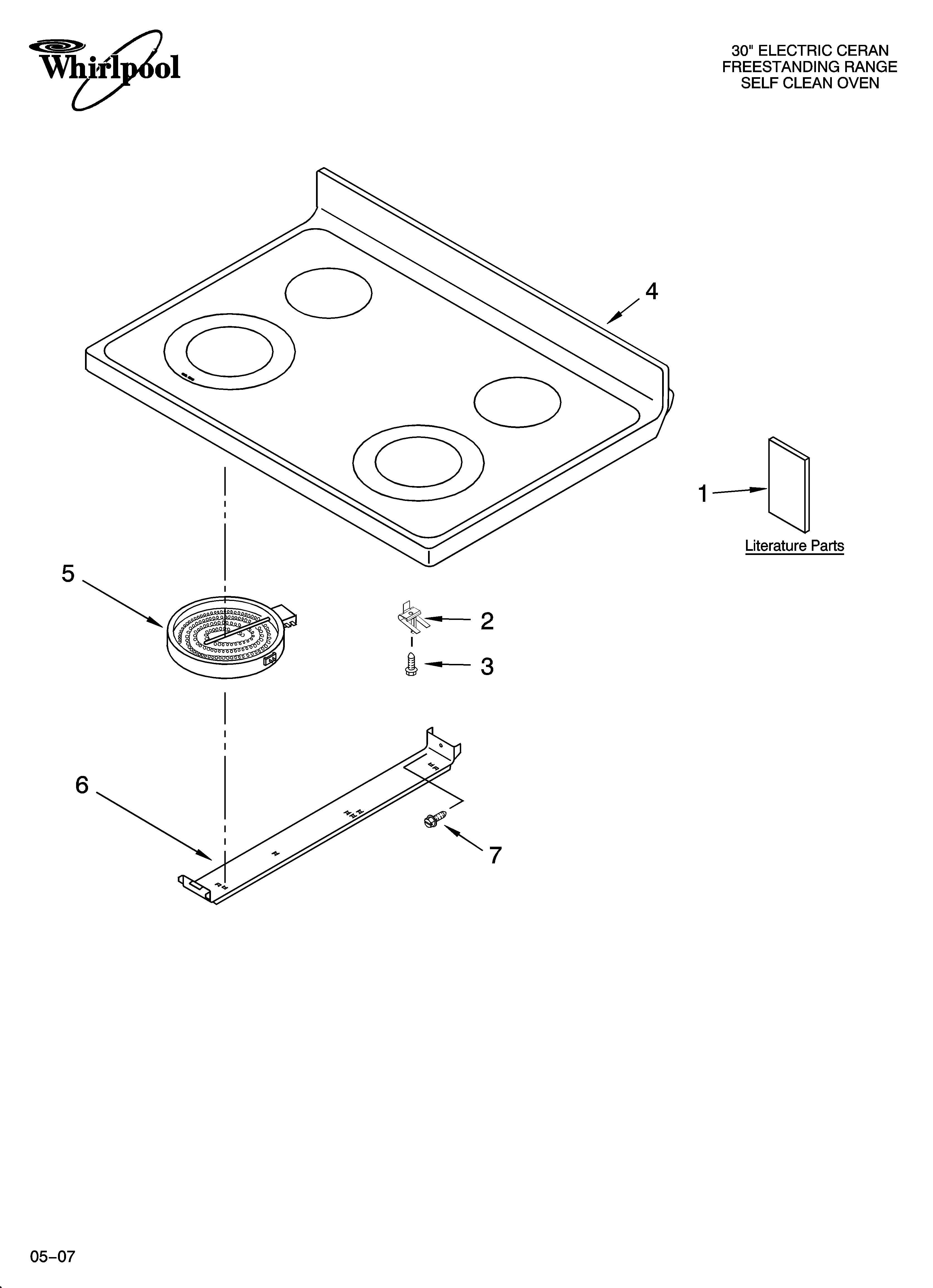 Whirlpool RF367LXSQ3 cooktop parts diagram
