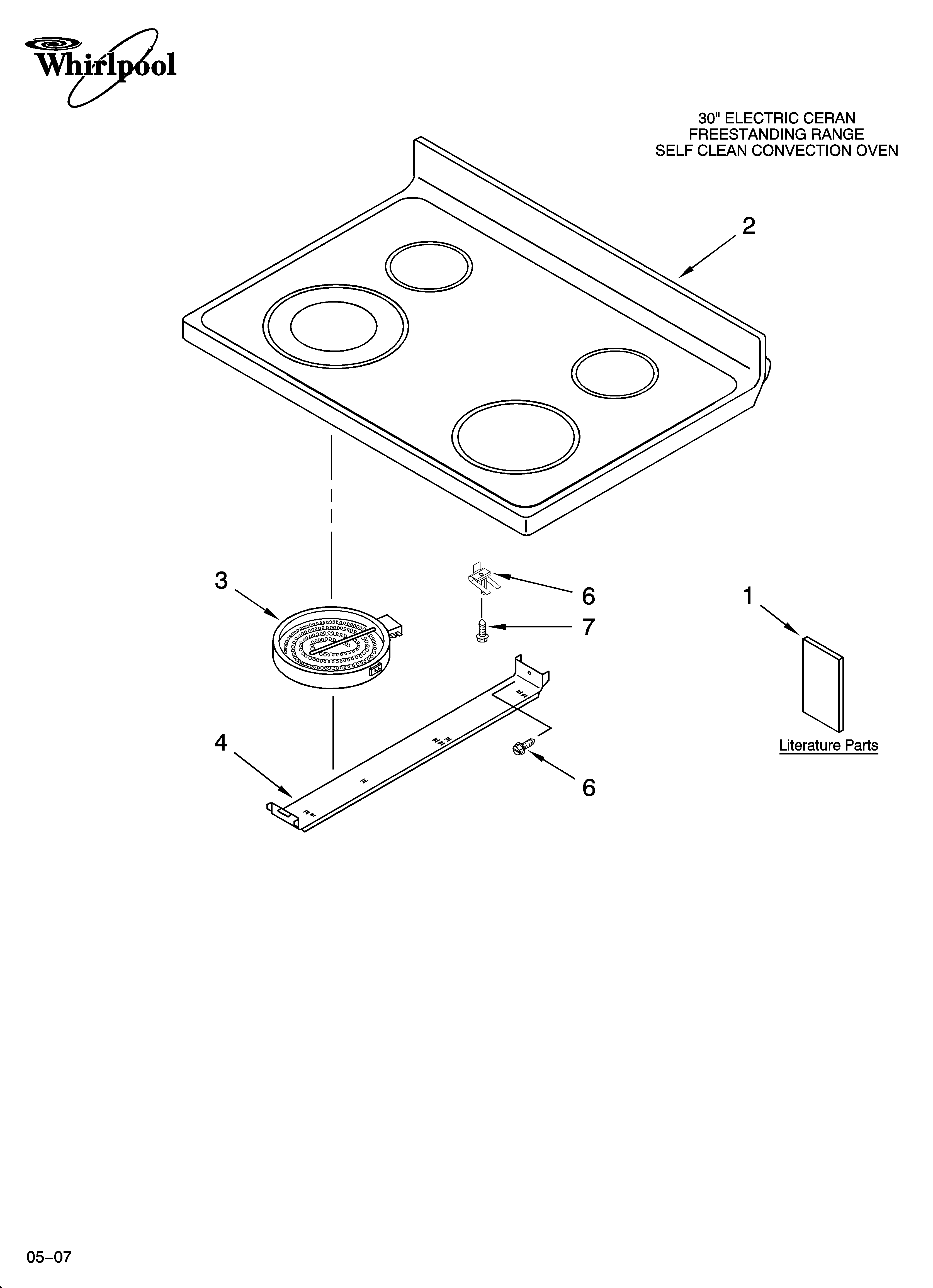 Whirlpool RF462LXSB3 cooktop parts diagram
