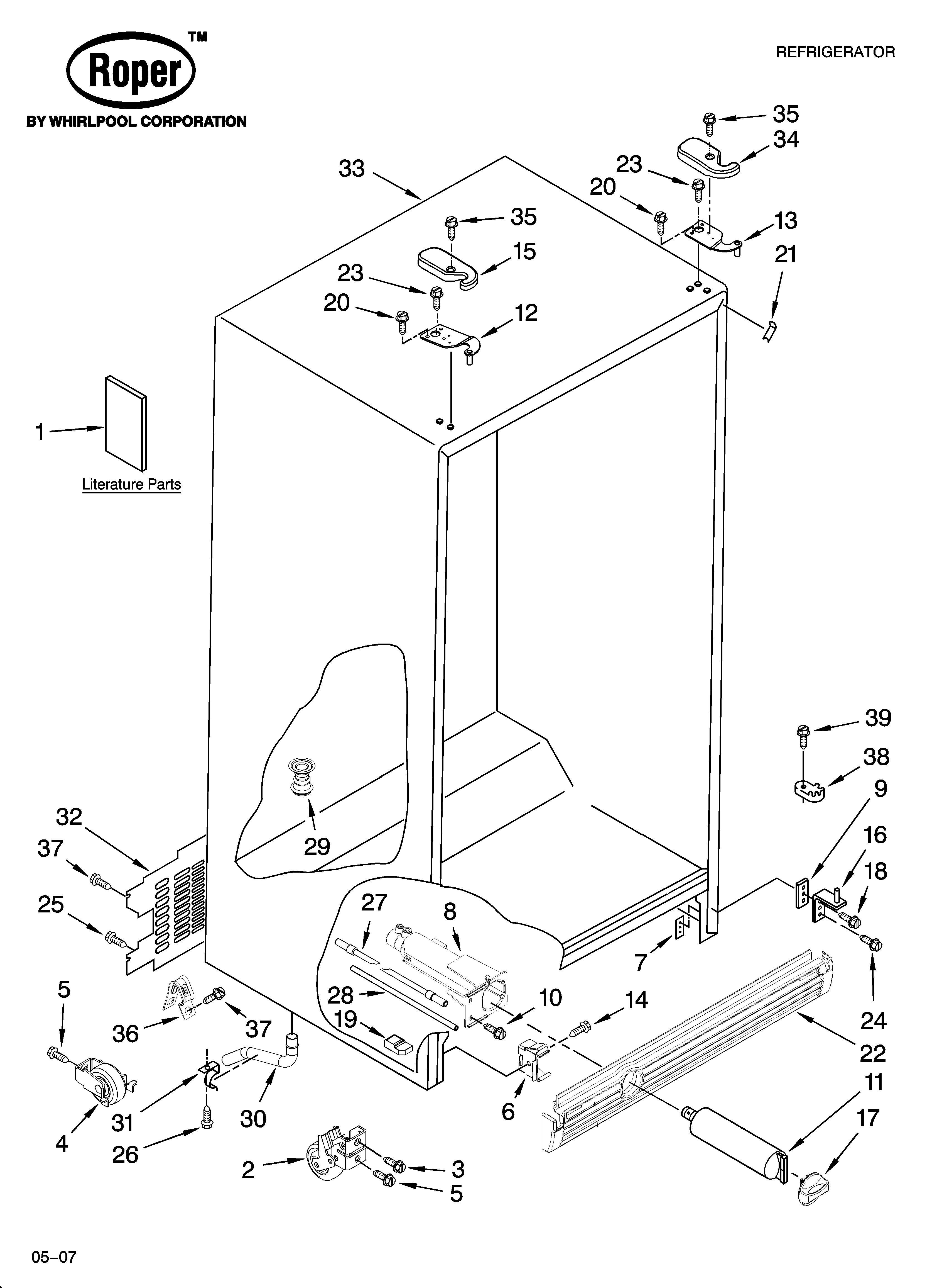 Roper RS25CFXTQ01 cabinet parts diagram
