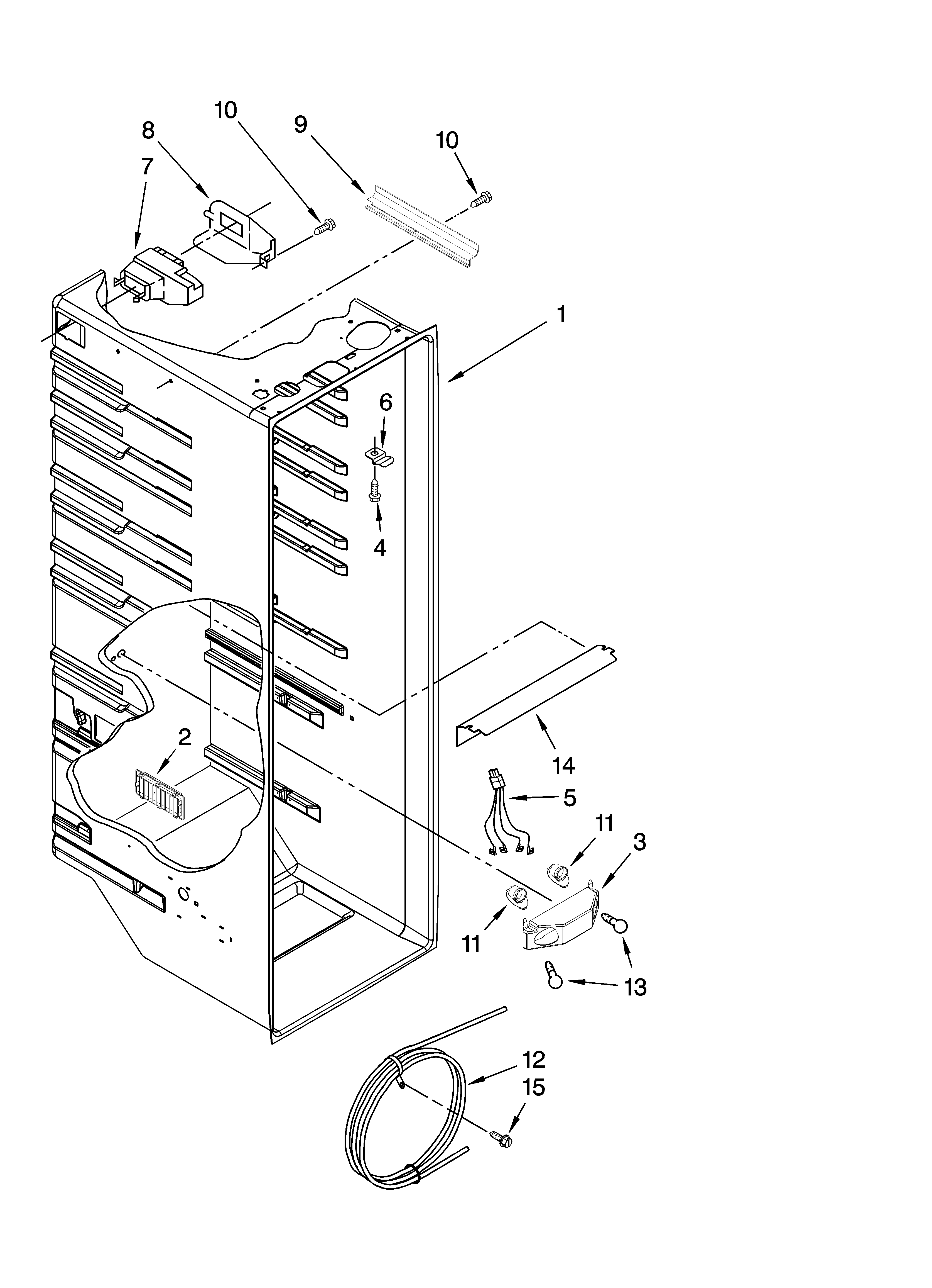 Roper RS25CFXTQ01 refrigerator liner parts diagram