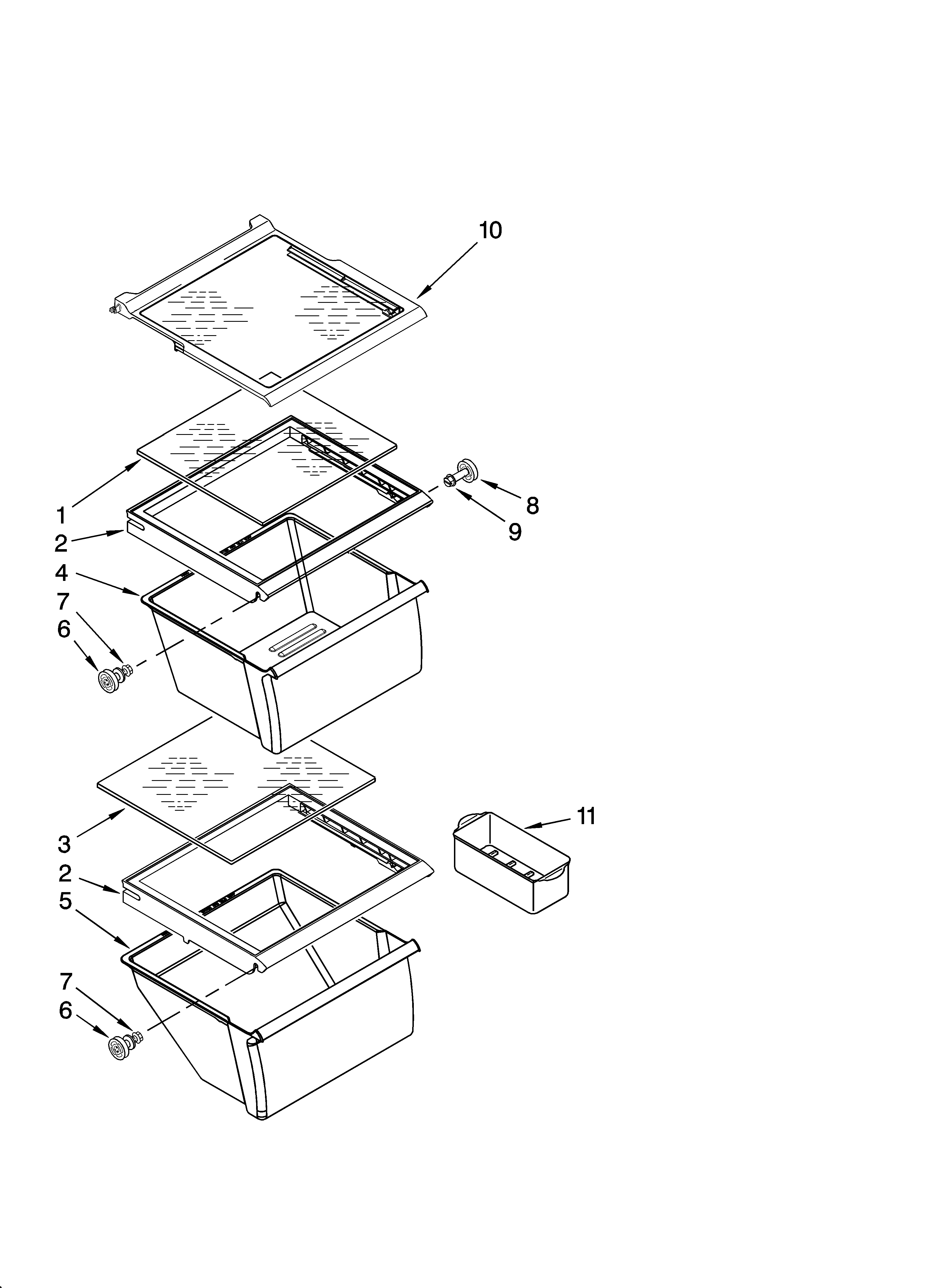 Roper RS25CFXTQ01 refrigerator shelf parts diagram