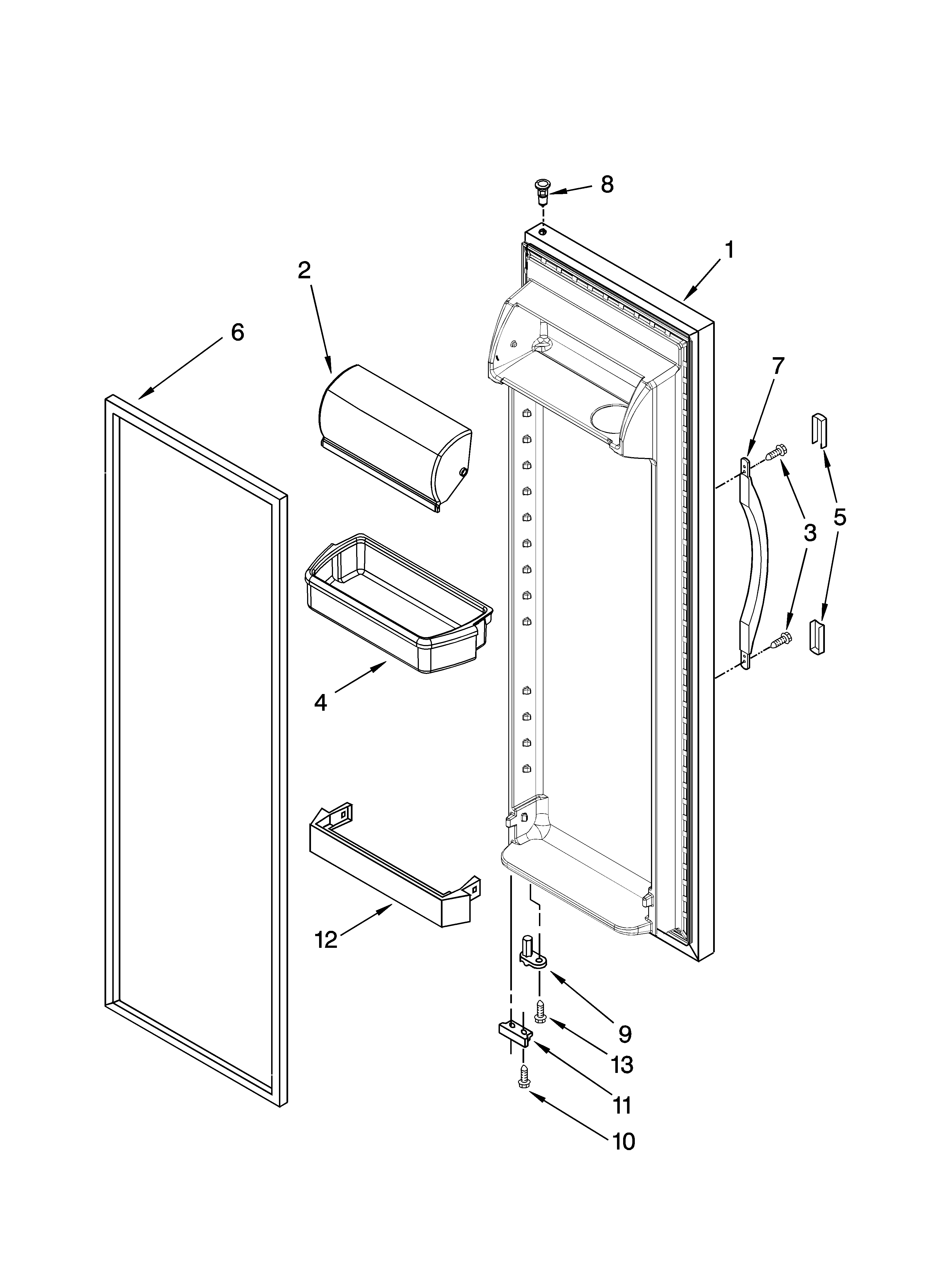 Roper RS25CFXTQ01 refrigerator door parts diagram