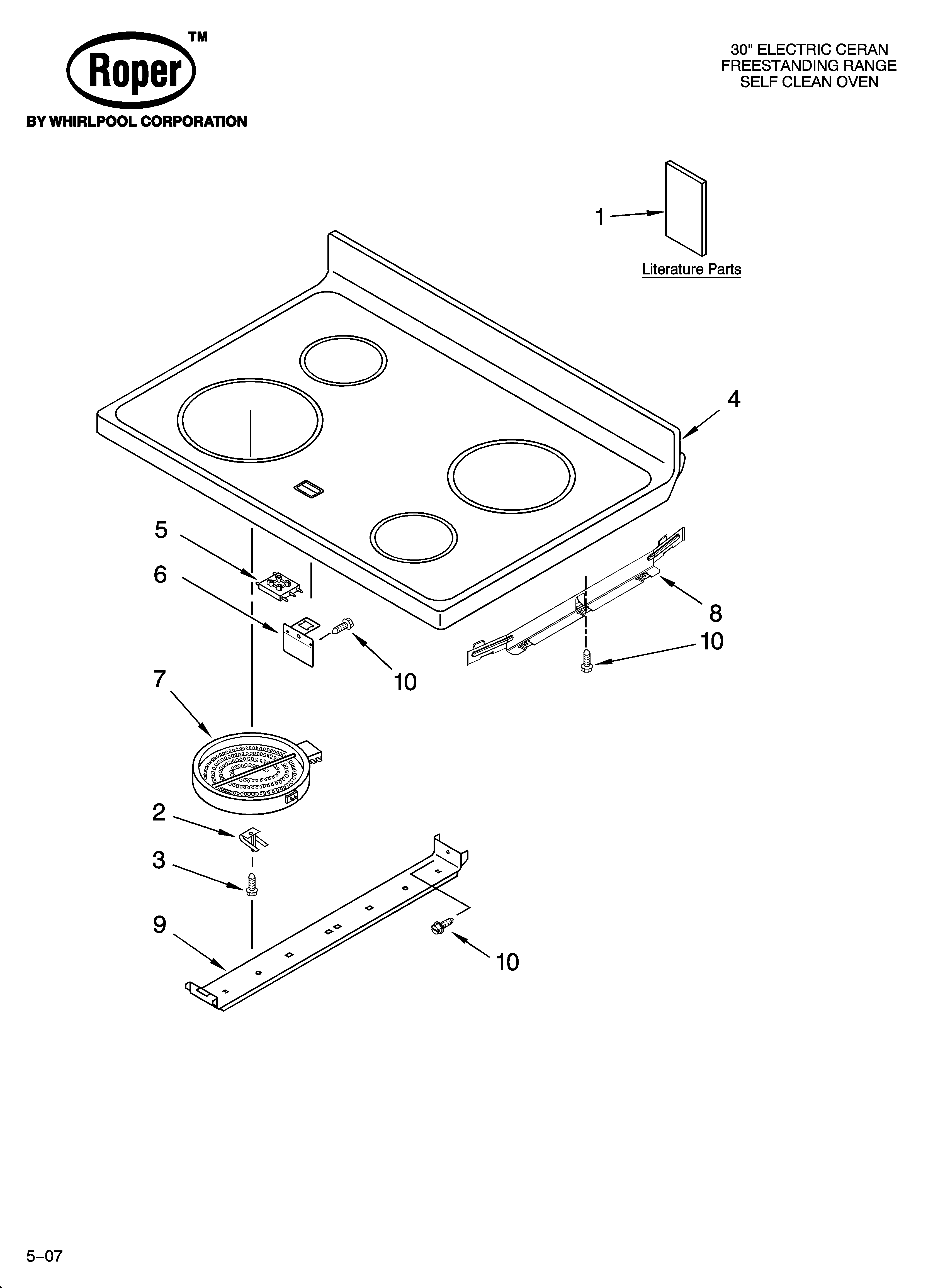Estate TES355TB0 cooktop parts diagram