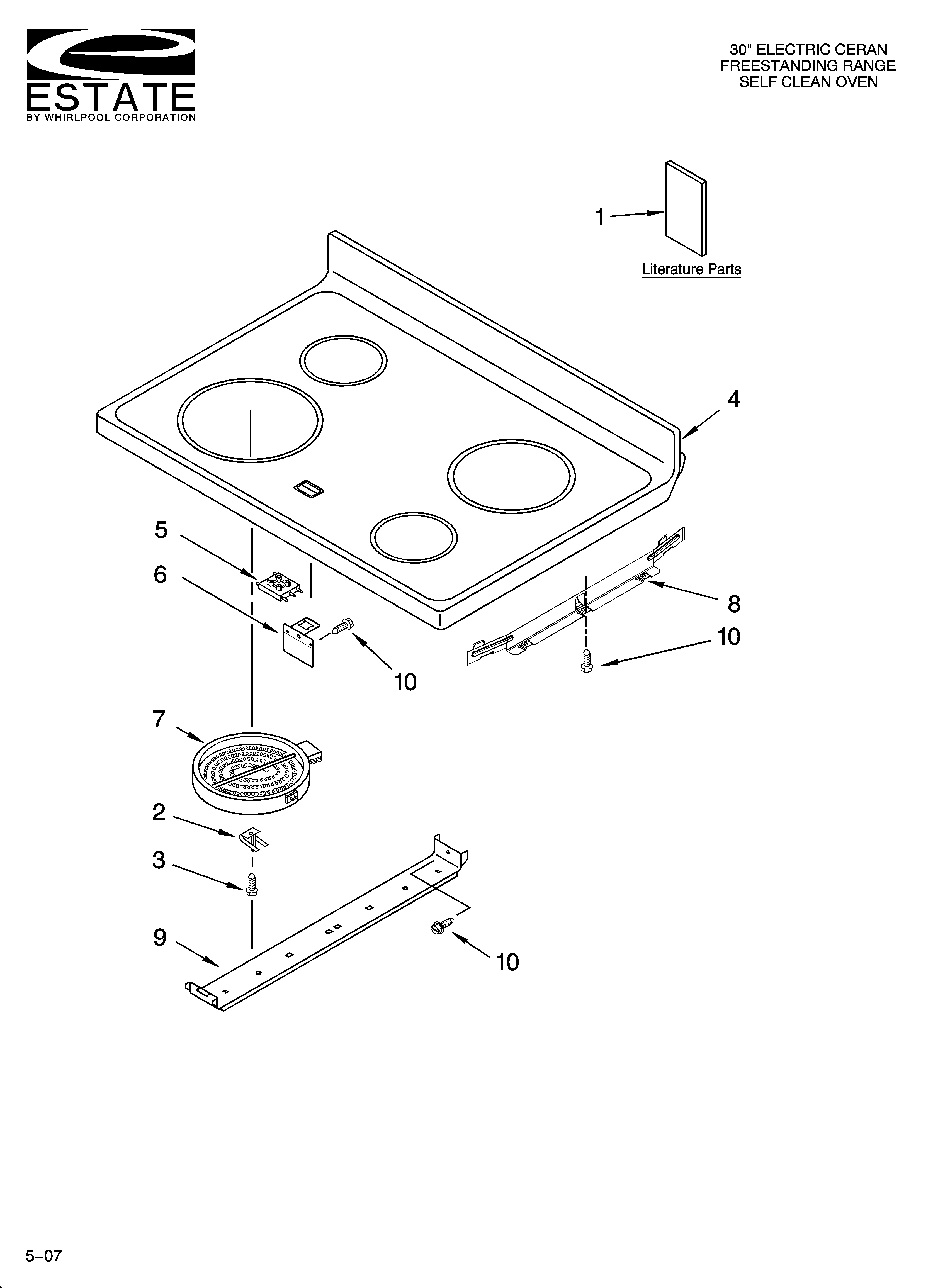 Estate TES356TD0 cooktop parts diagram