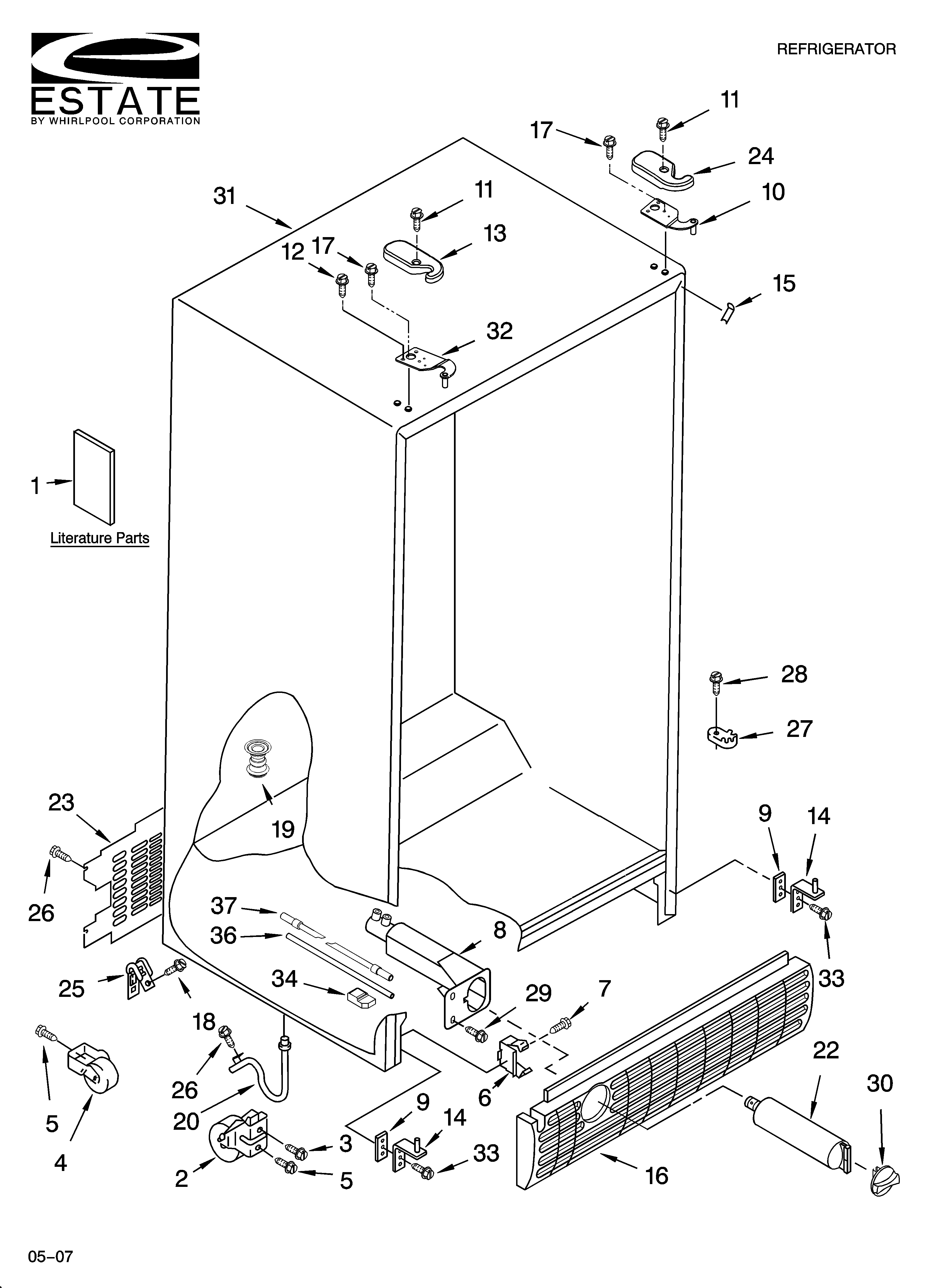 Estate TS22AFXKT07 cabinet parts diagram