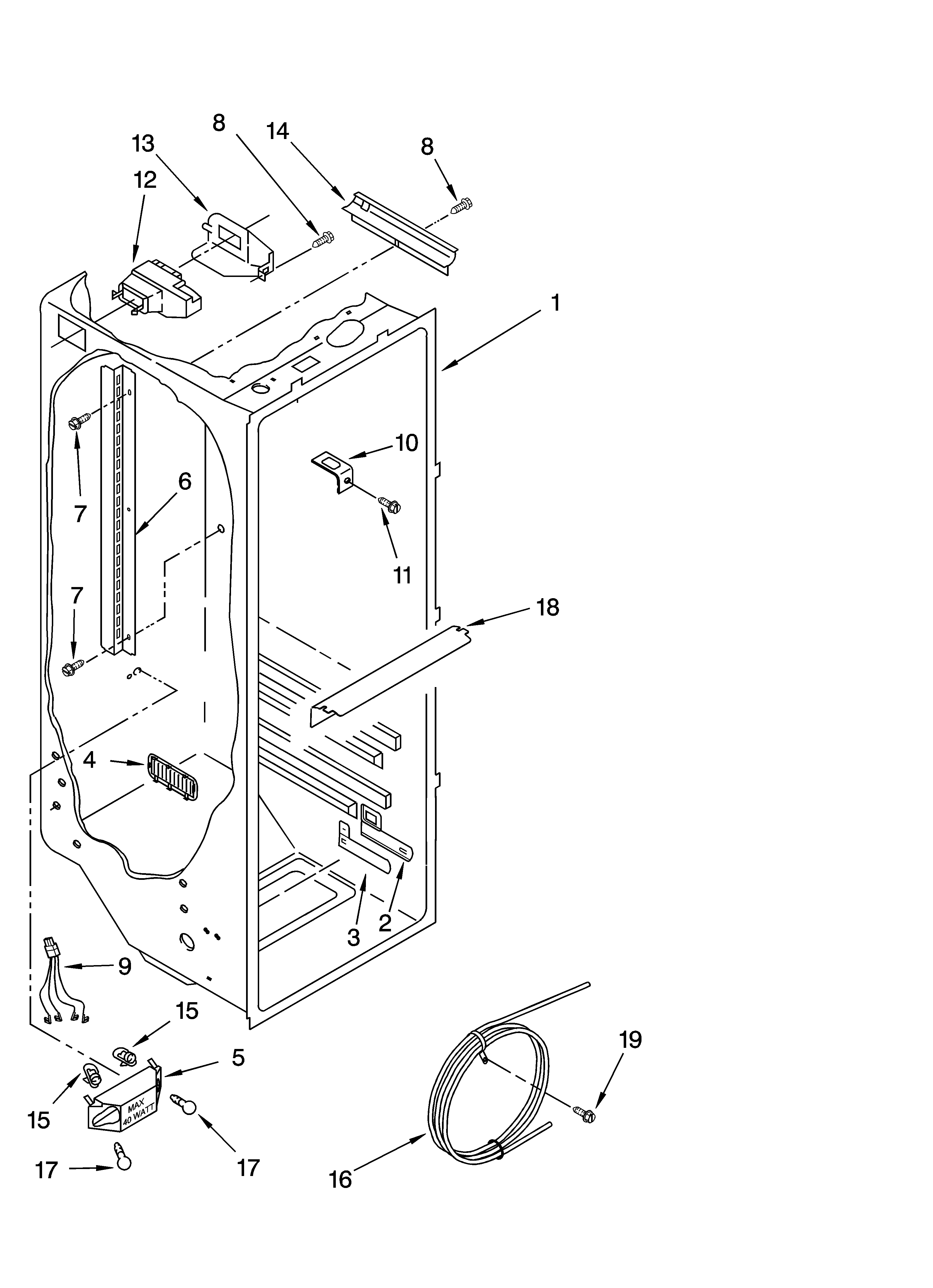 Estate TS22AFXKT07 refrigerator liner parts diagram
