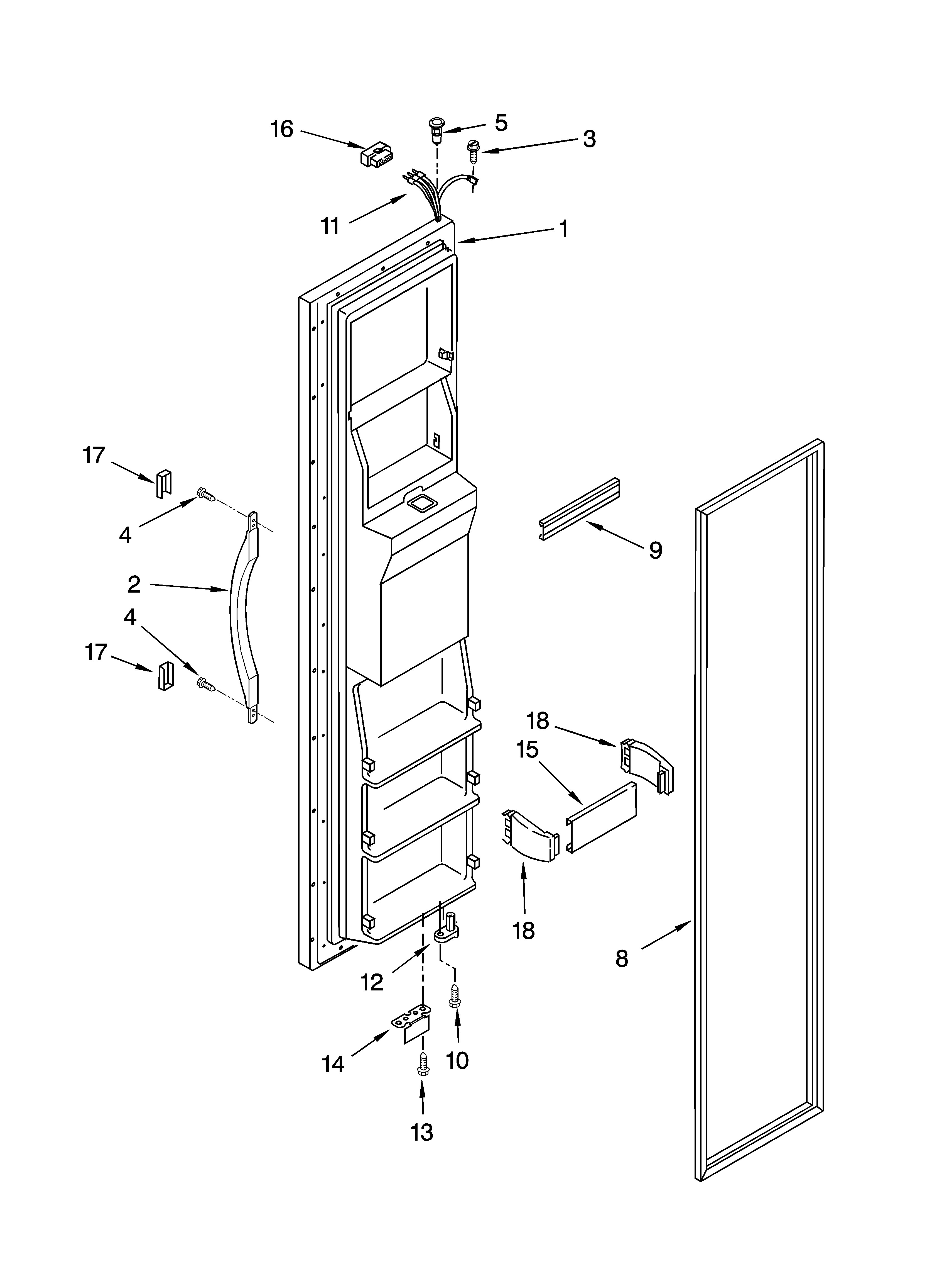 Estate TS22AFXKT07 freezer door parts diagram