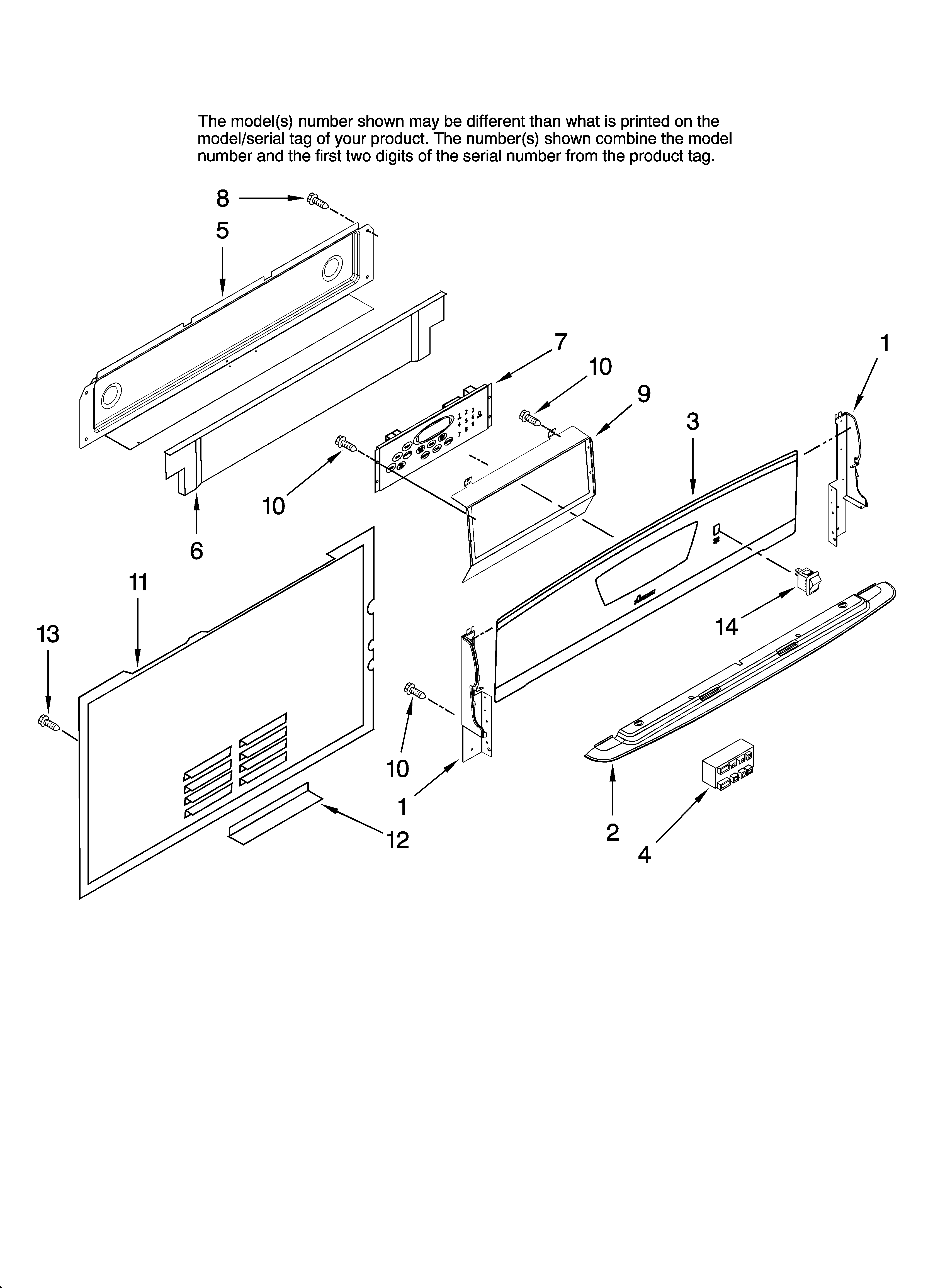 Amana AGR5725RDW16 control panel parts diagram