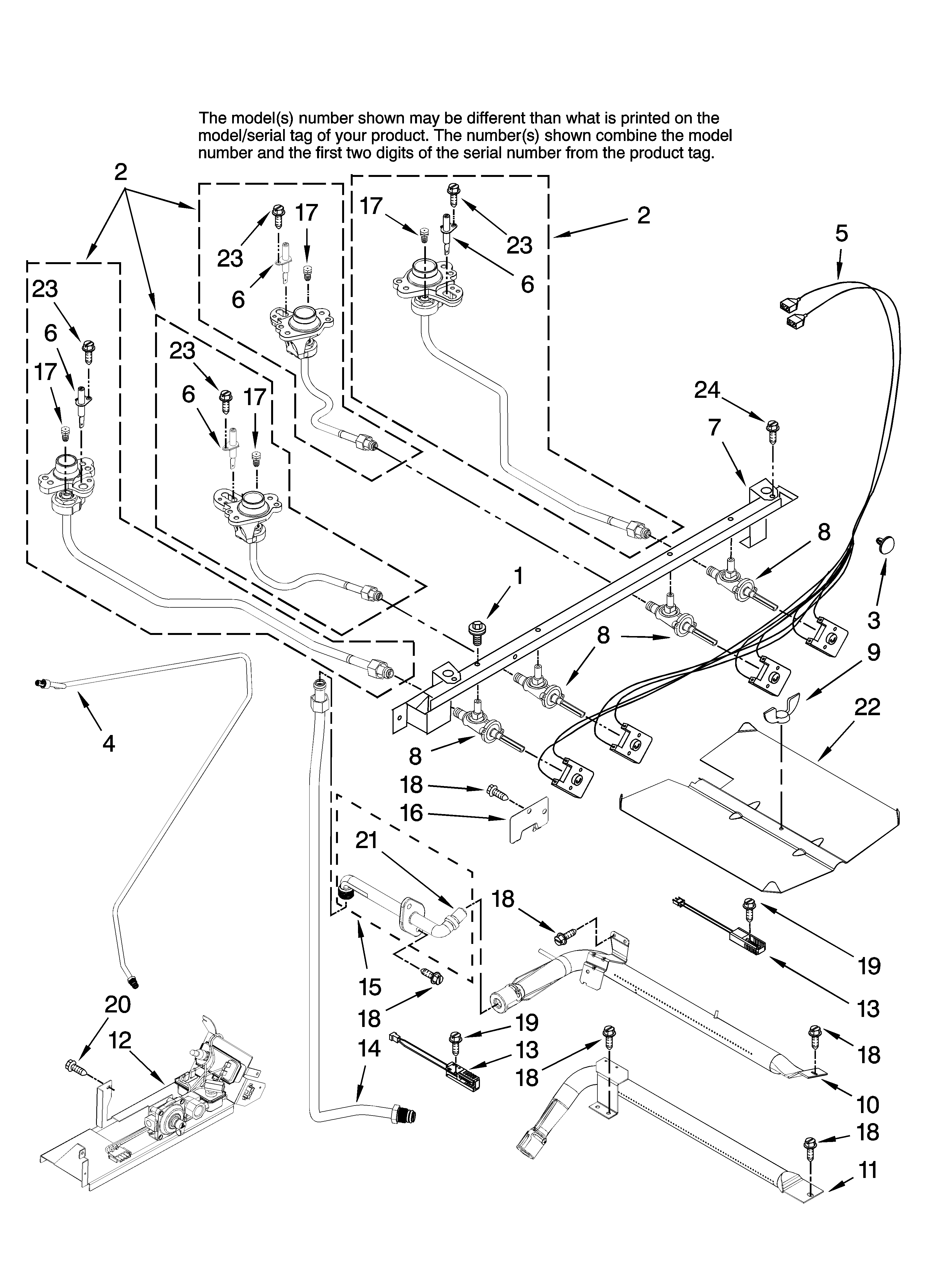 Amana AGR5725RDW16 manifold parts diagram