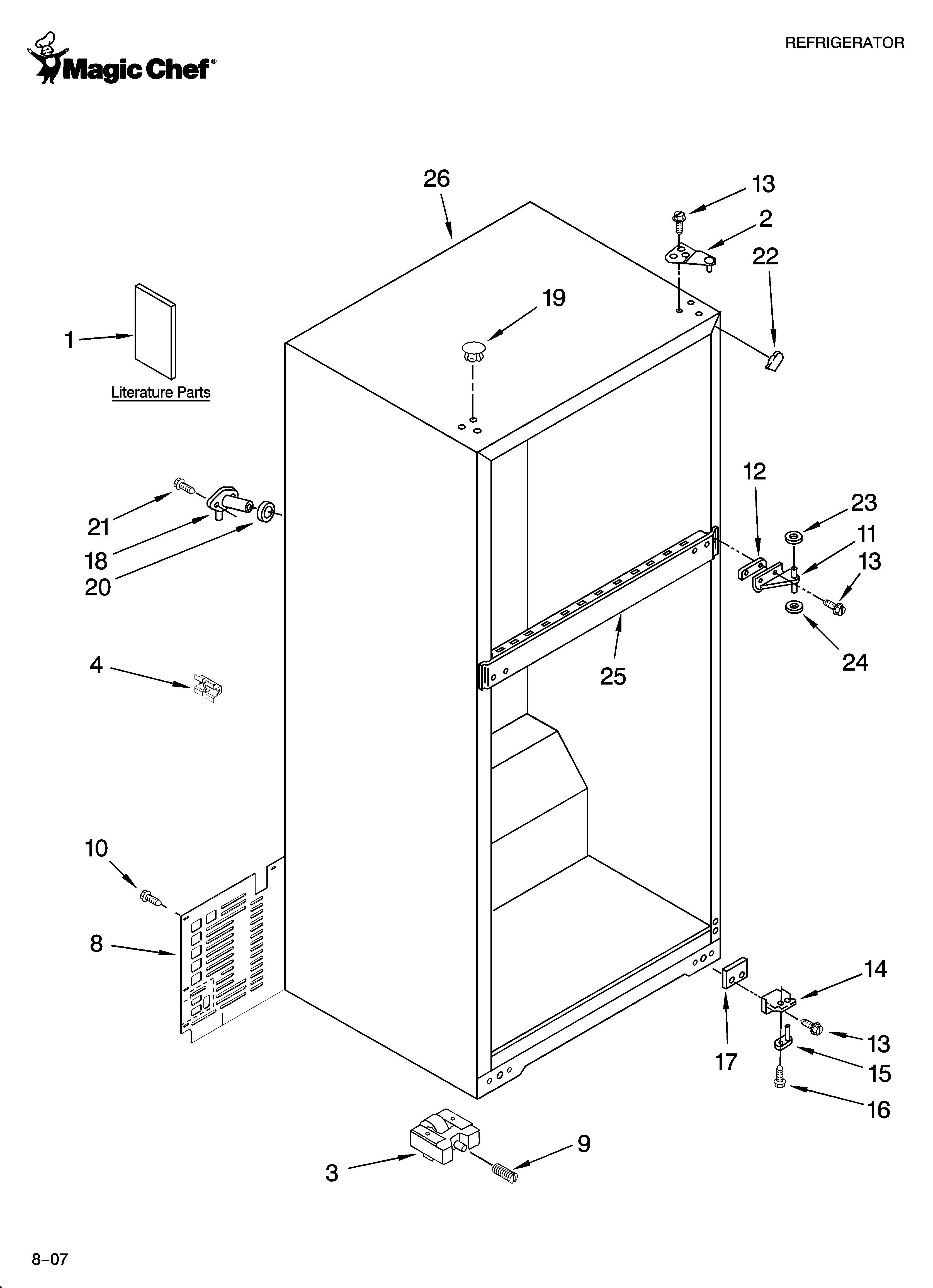 Magic Chef CTB1822VRB01 cabinet parts diagram