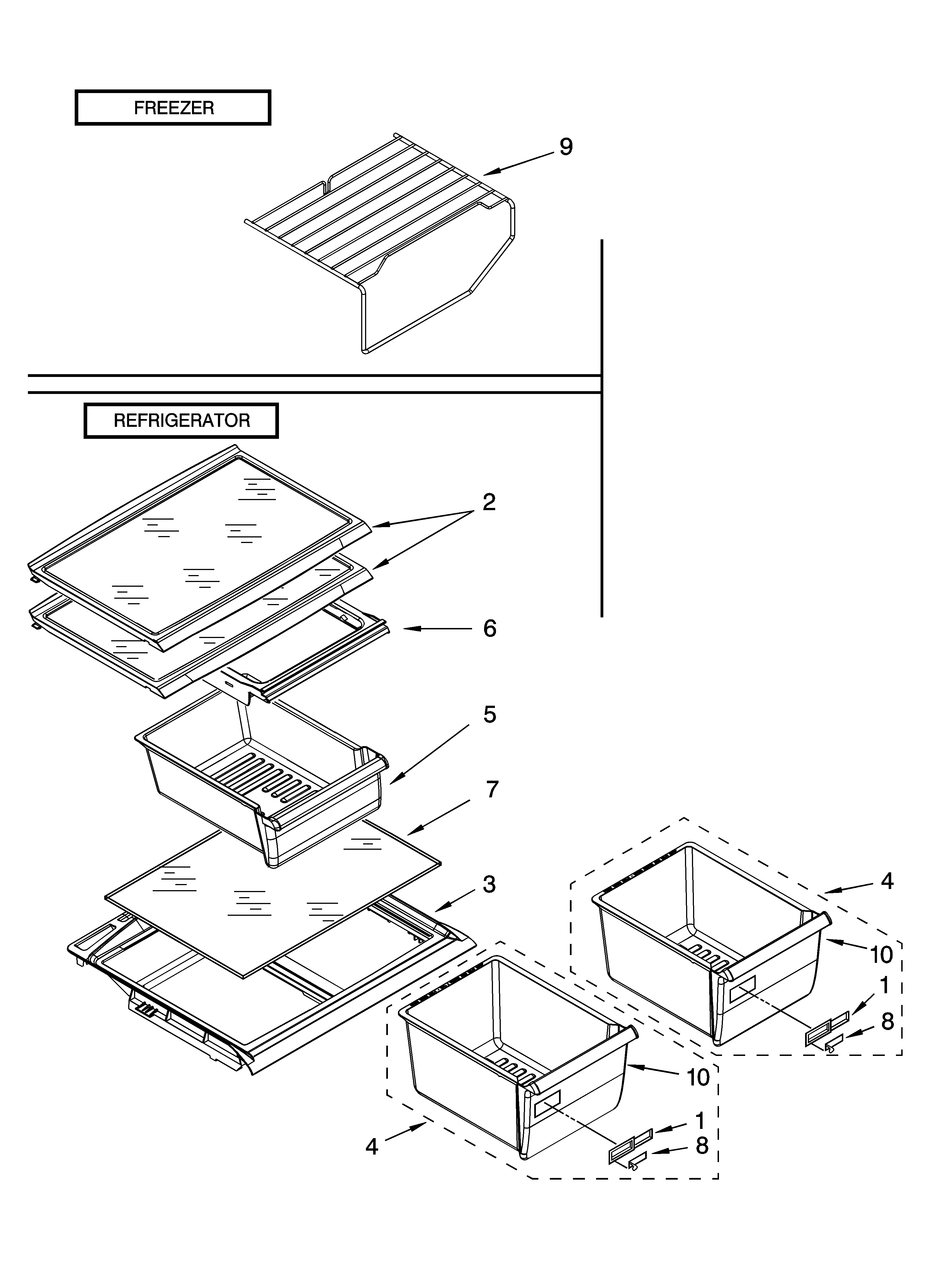 Magic Chef CTB1822VRB01 shelf parts, optional parts diagram