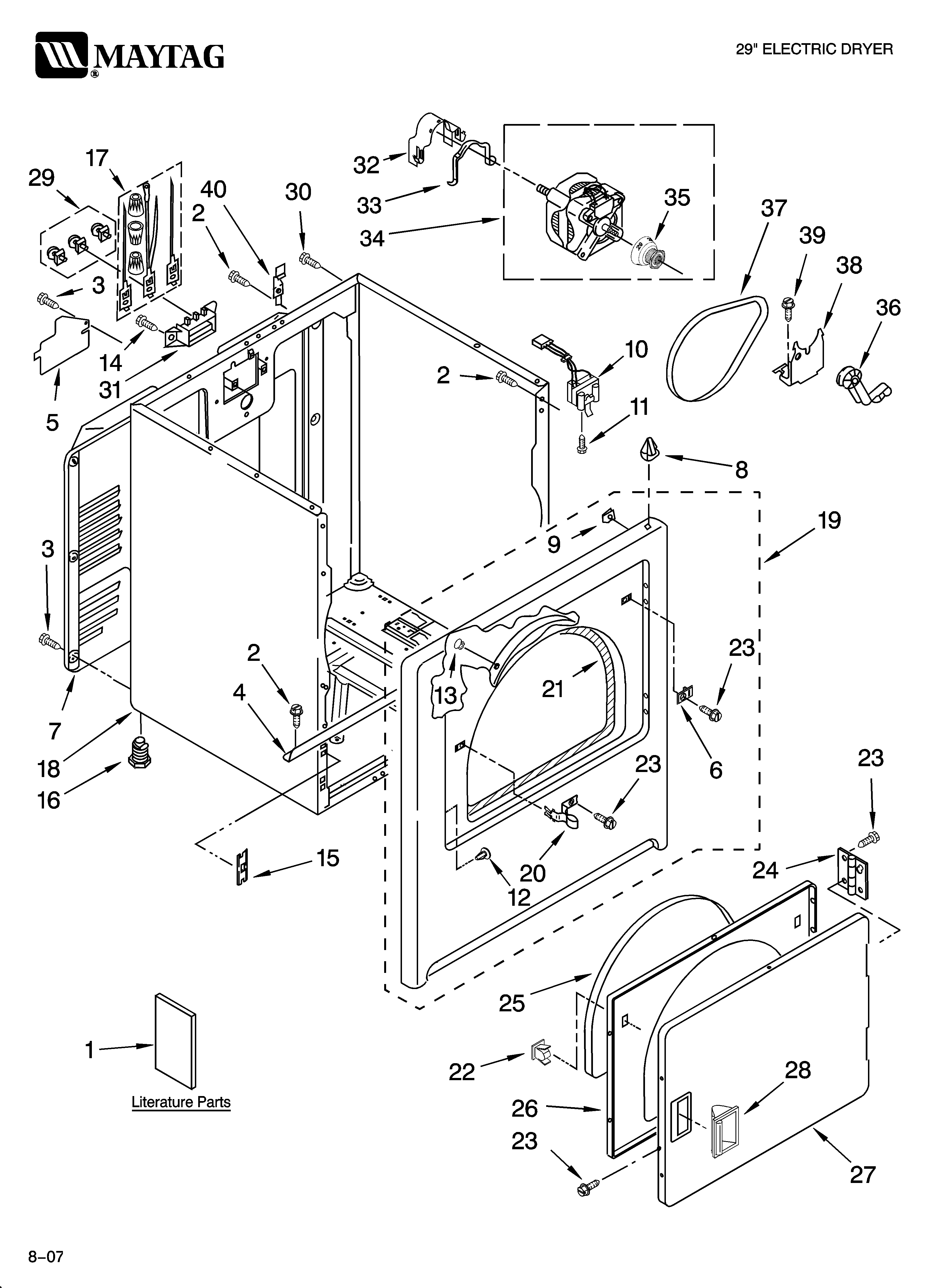 Maytag MED5600TQ0 cabinet parts diagram