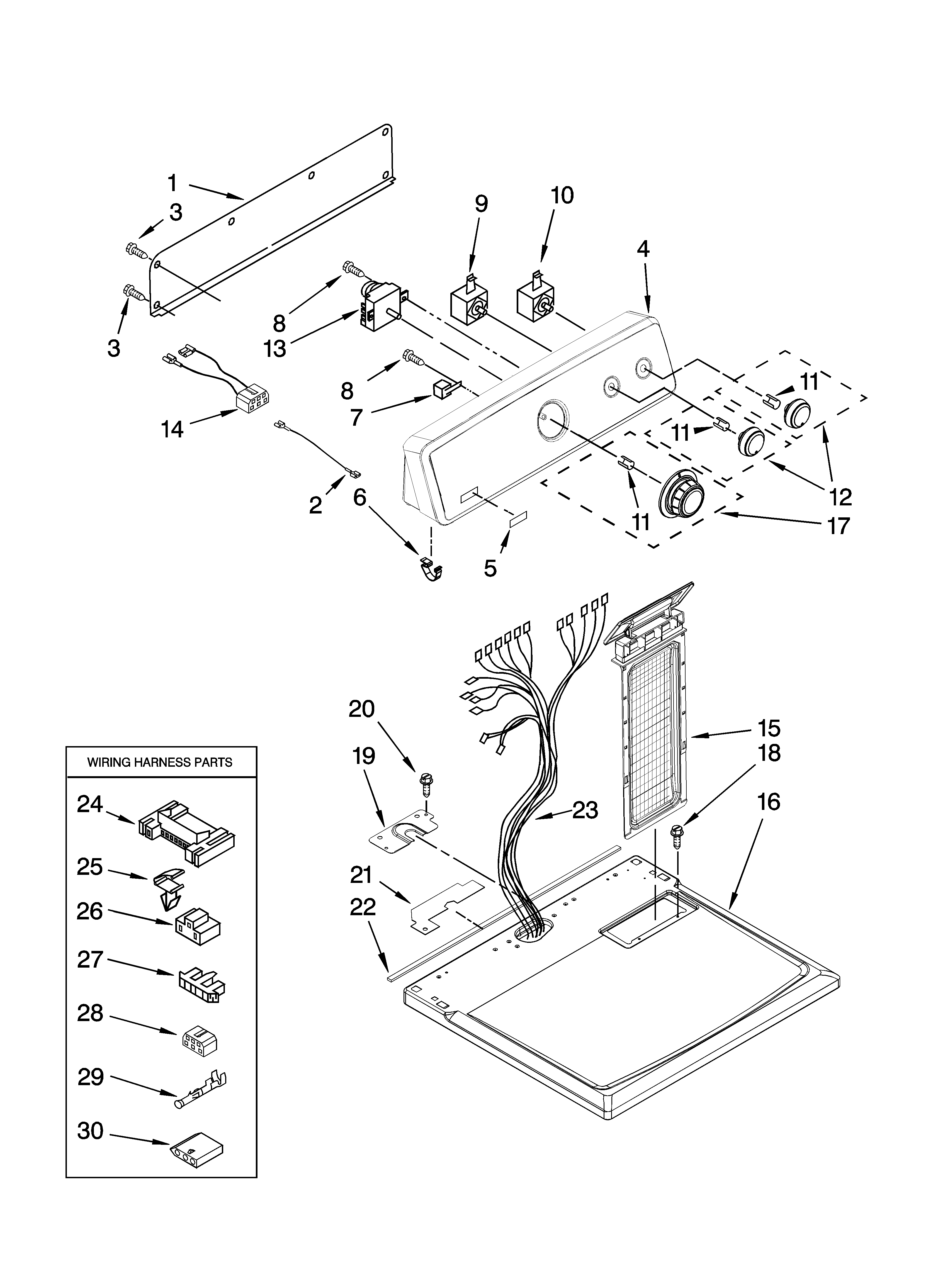 Maytag MED5600TQ0 top and console parts diagram