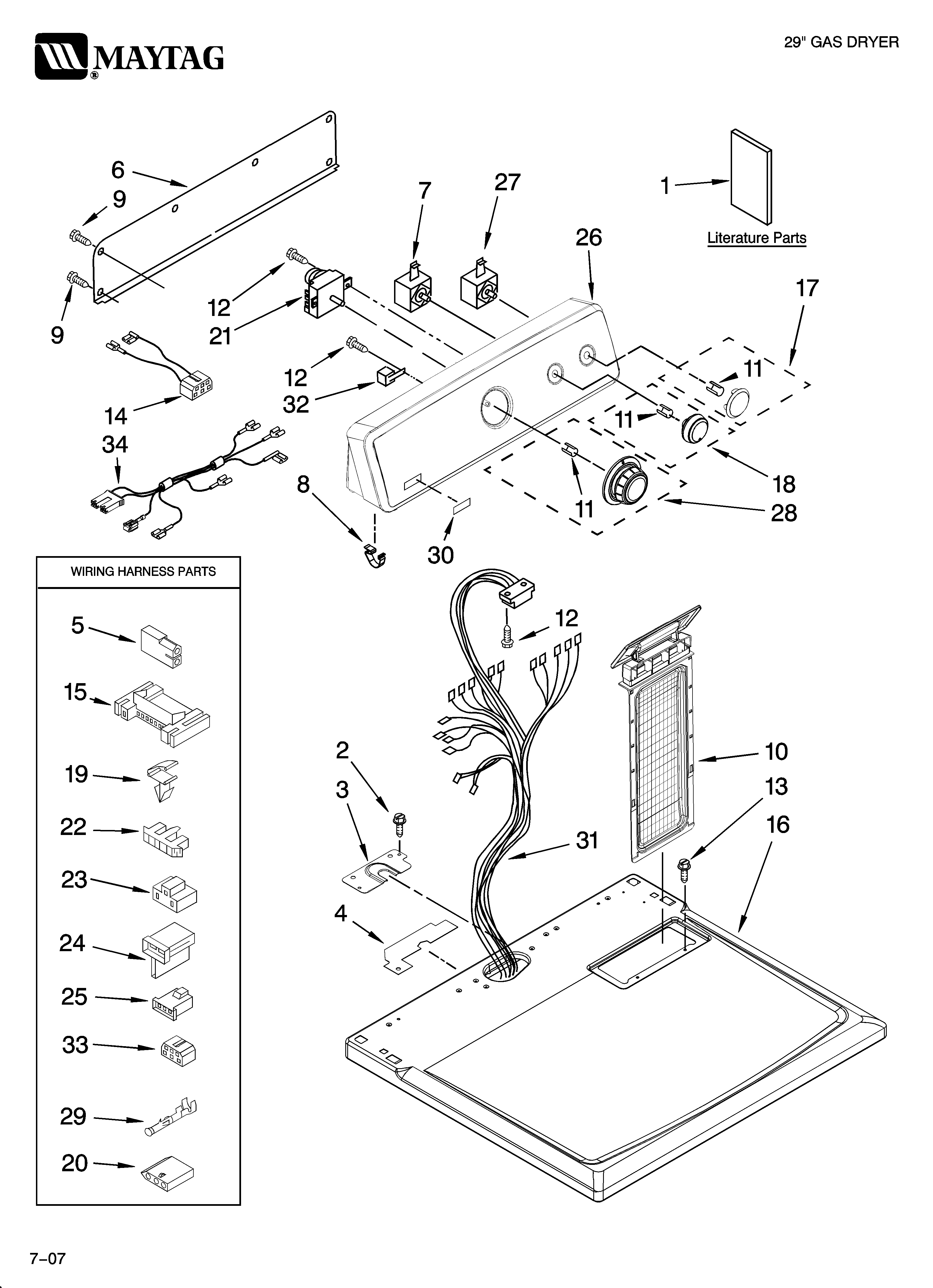 Maytag MGD5570TQ1 top and console parts diagram