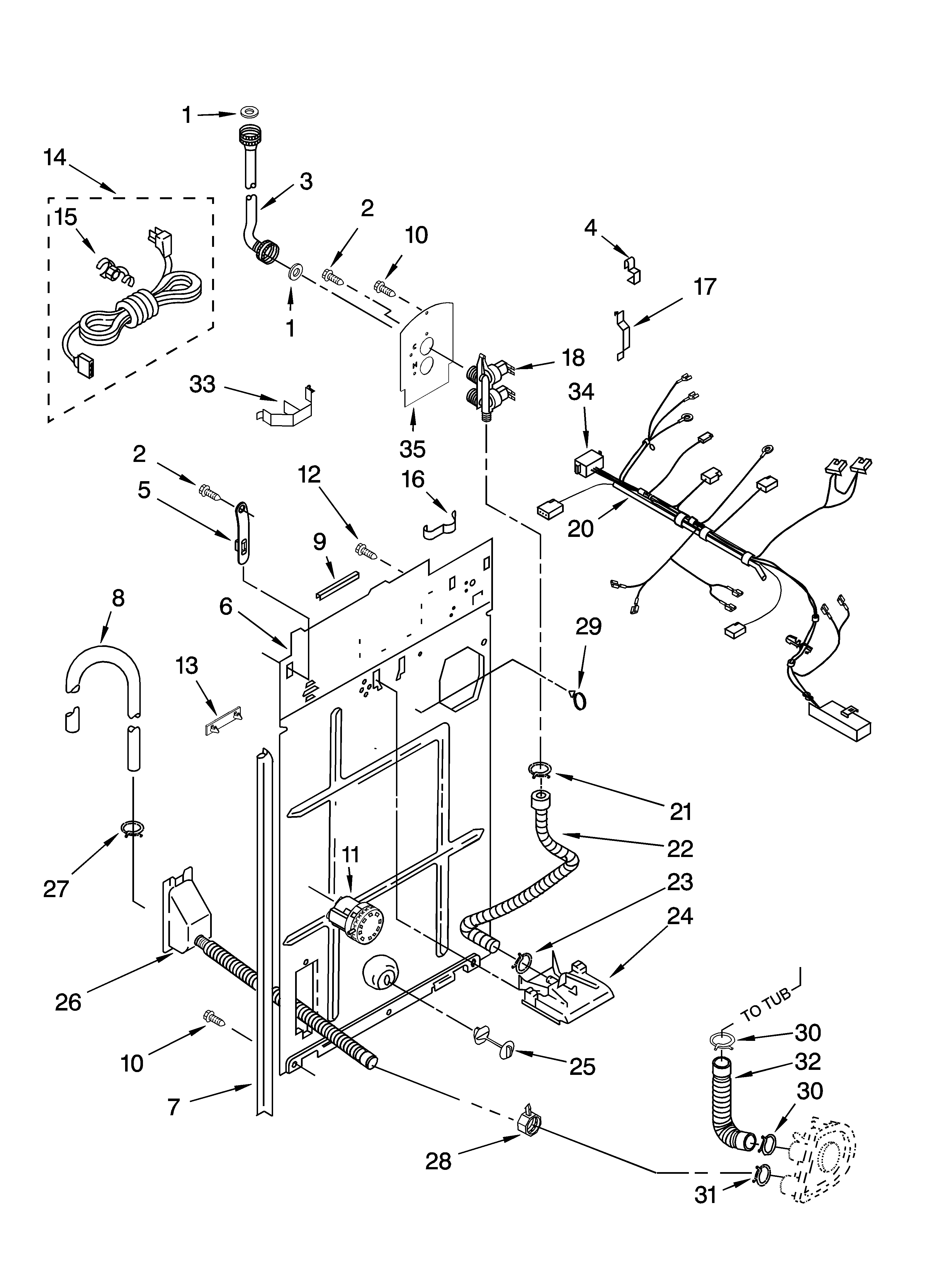 Whirlpool 8TCAP2762MQ0 rear panel parts diagram