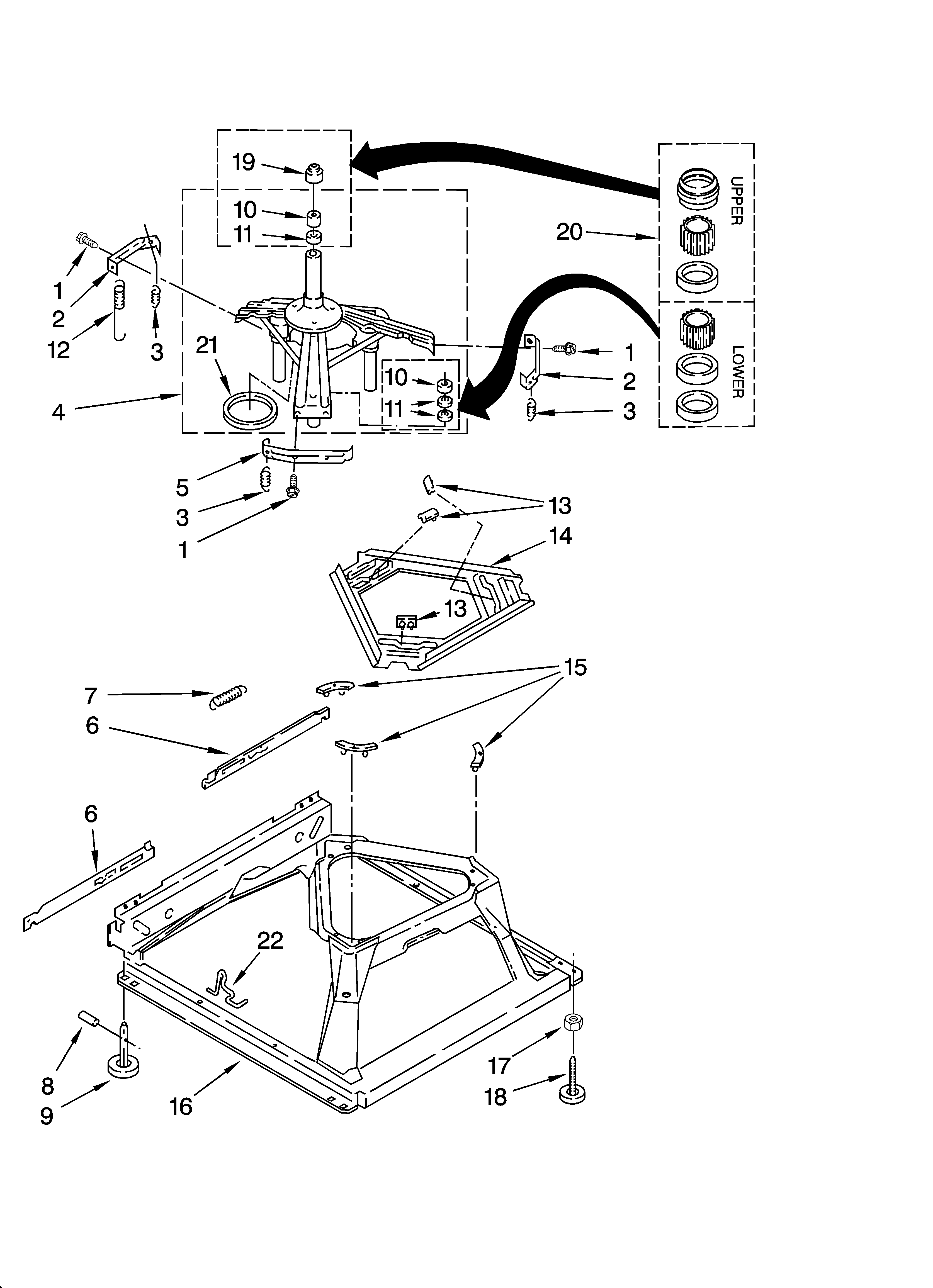 Whirlpool 8TCAP2762MQ0 machine base parts diagram