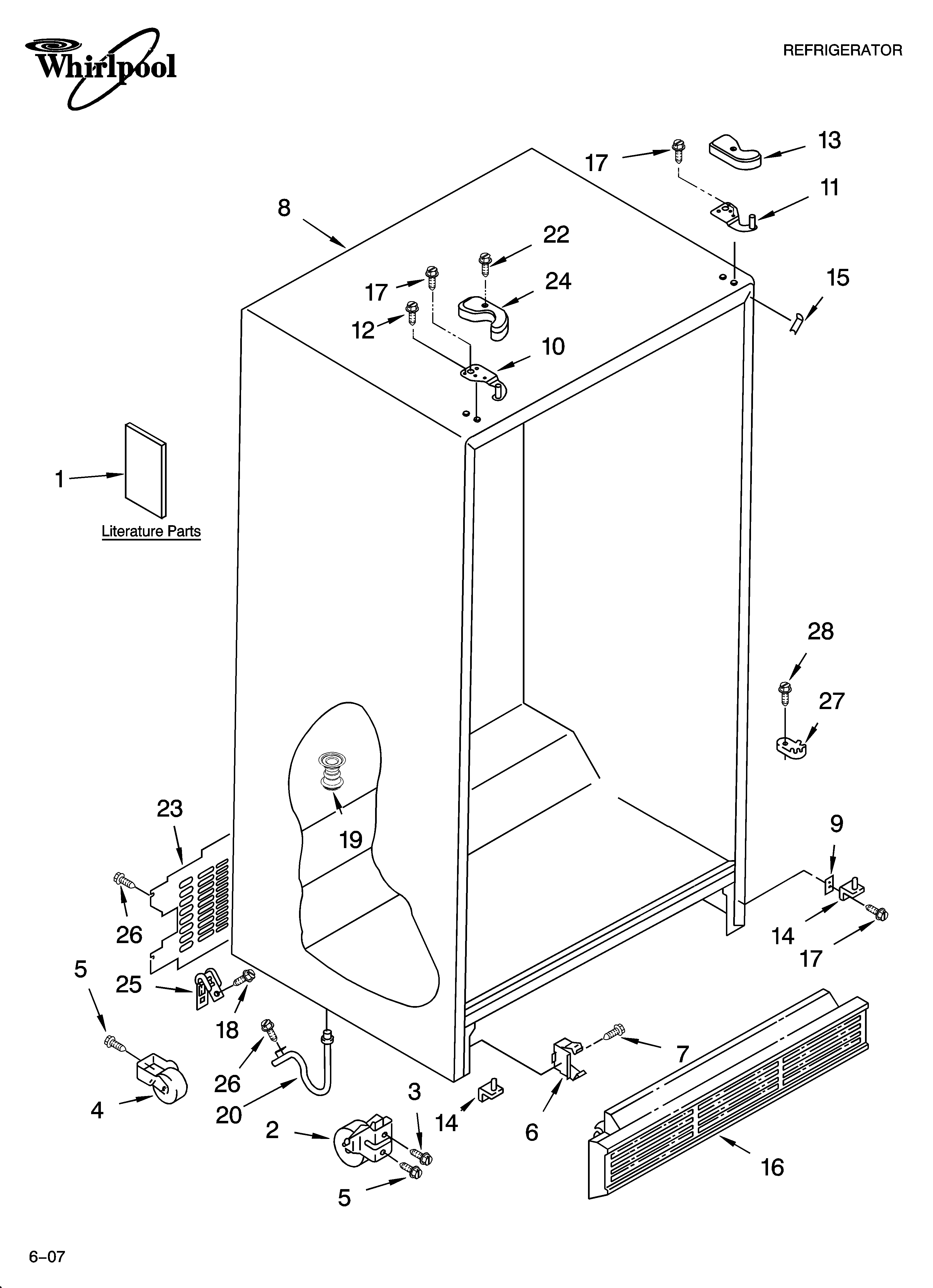 Whirlpool ED2CHQXKB07 cabinet parts diagram