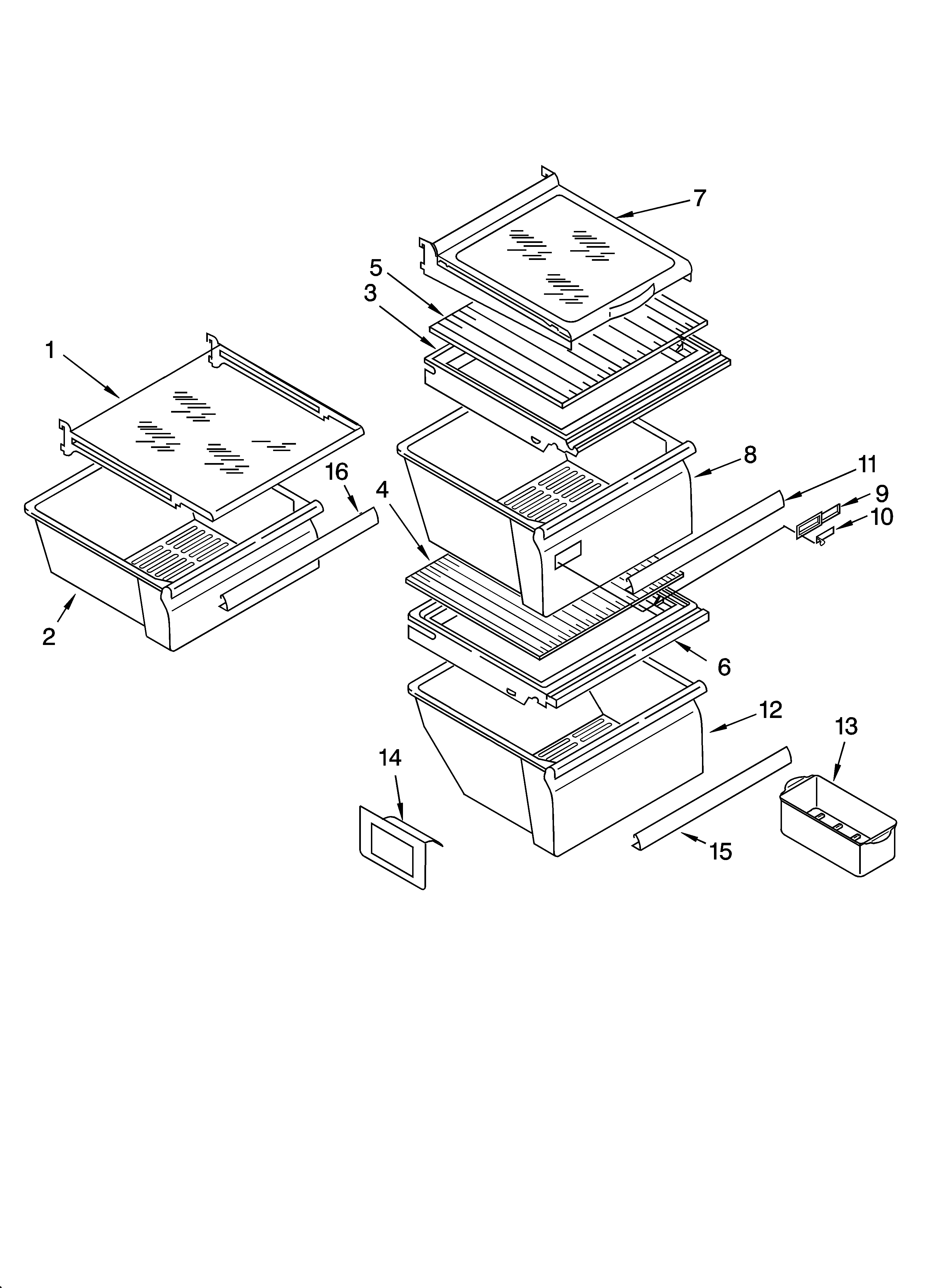 Whirlpool ED2CHQXKB07 refrigerator shelf parts diagram