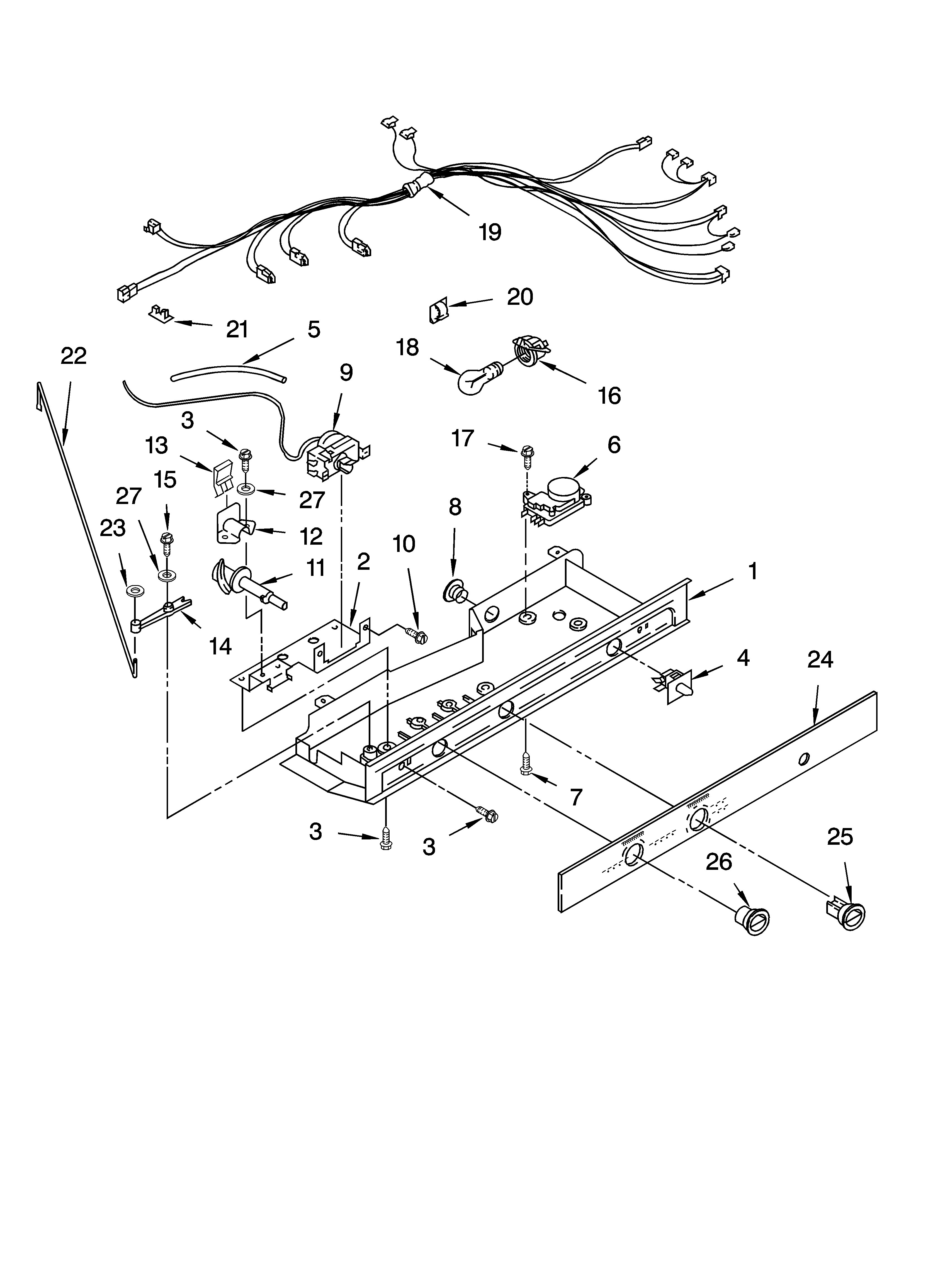 Whirlpool ED2CHQXKB07 control parts, optional parts diagram