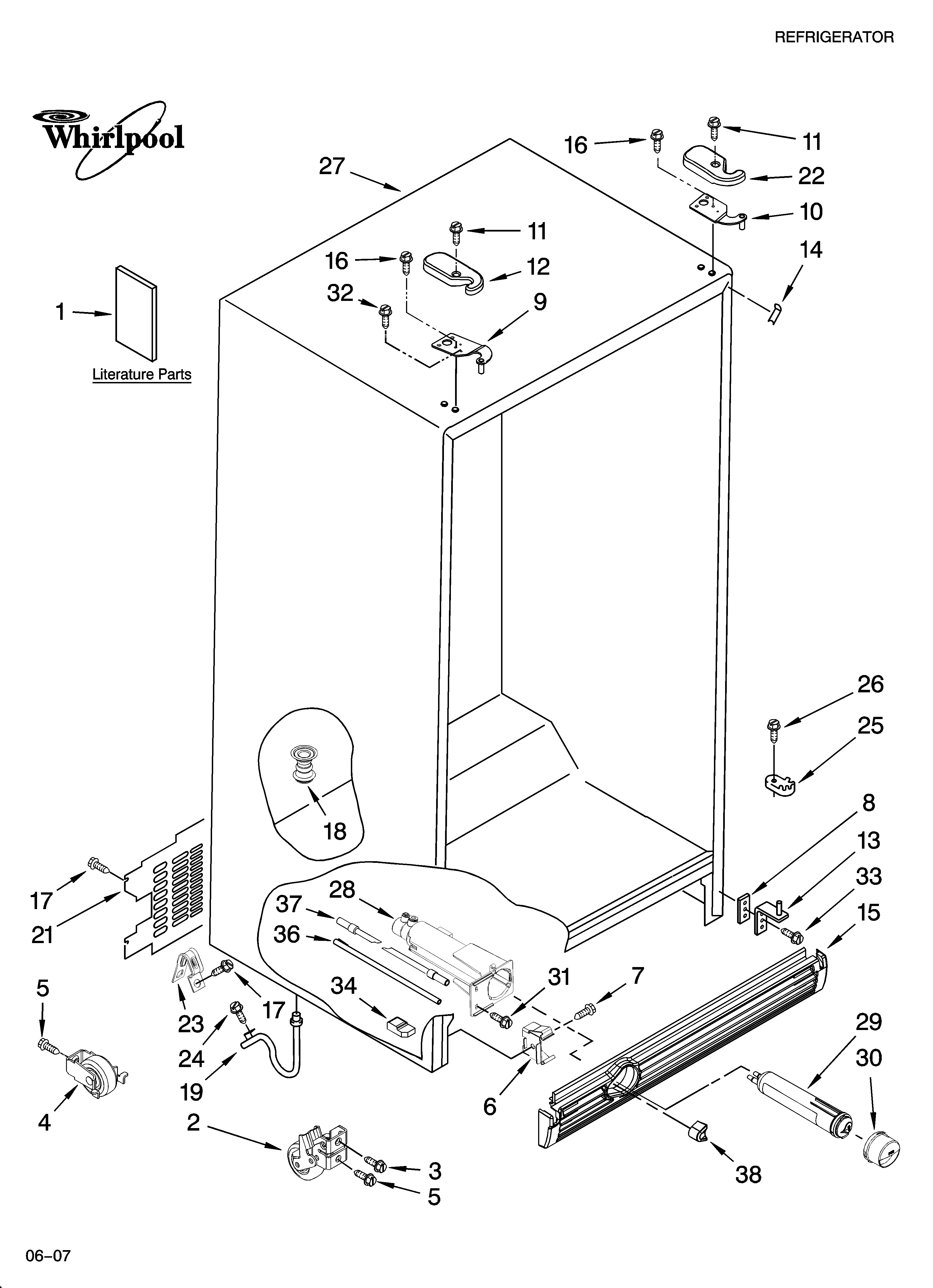 Whirlpool ED2FHEXSB04 cabinet parts diagram