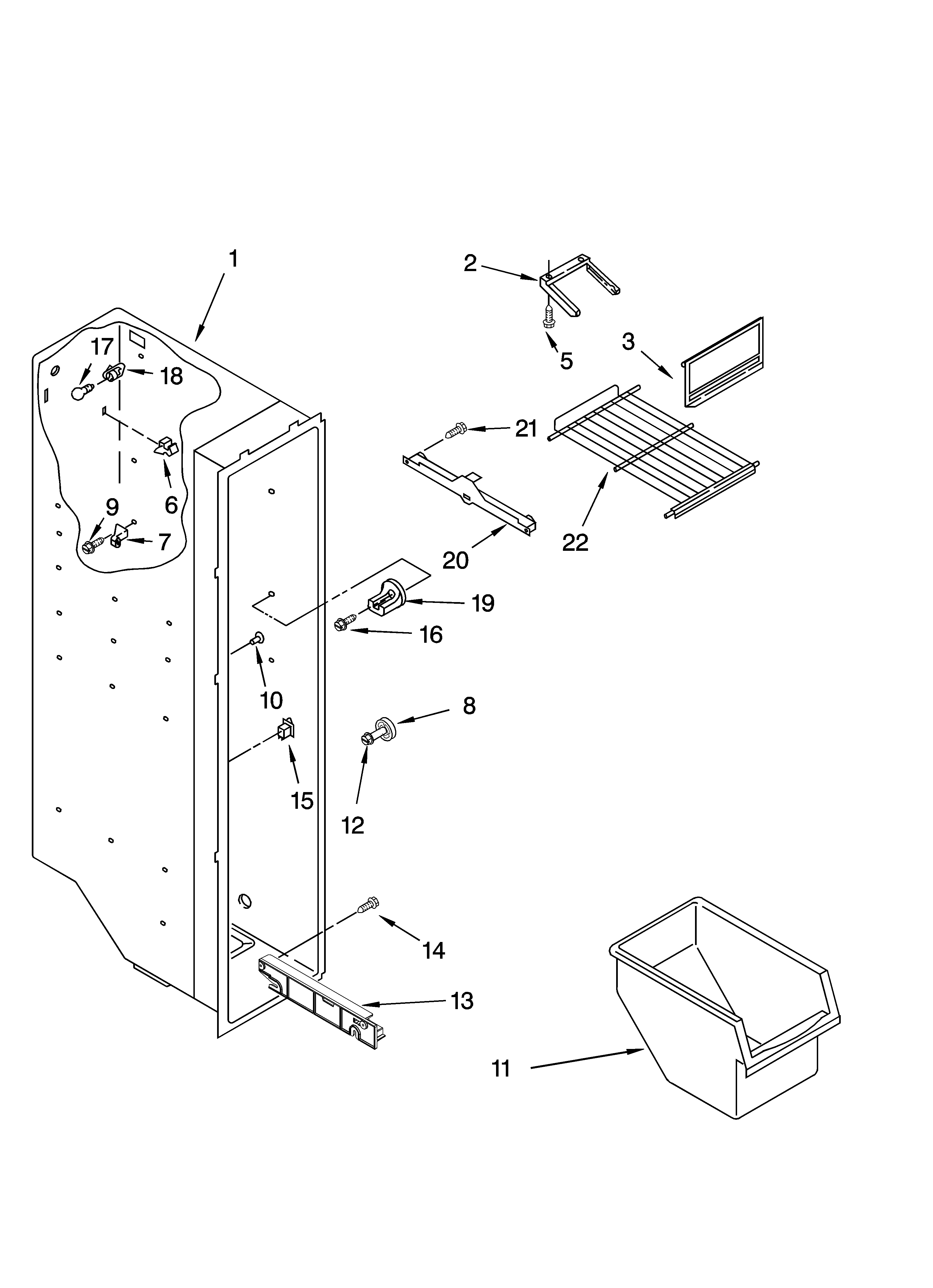 Whirlpool ED2VHEXSB00 freezer liner parts diagram