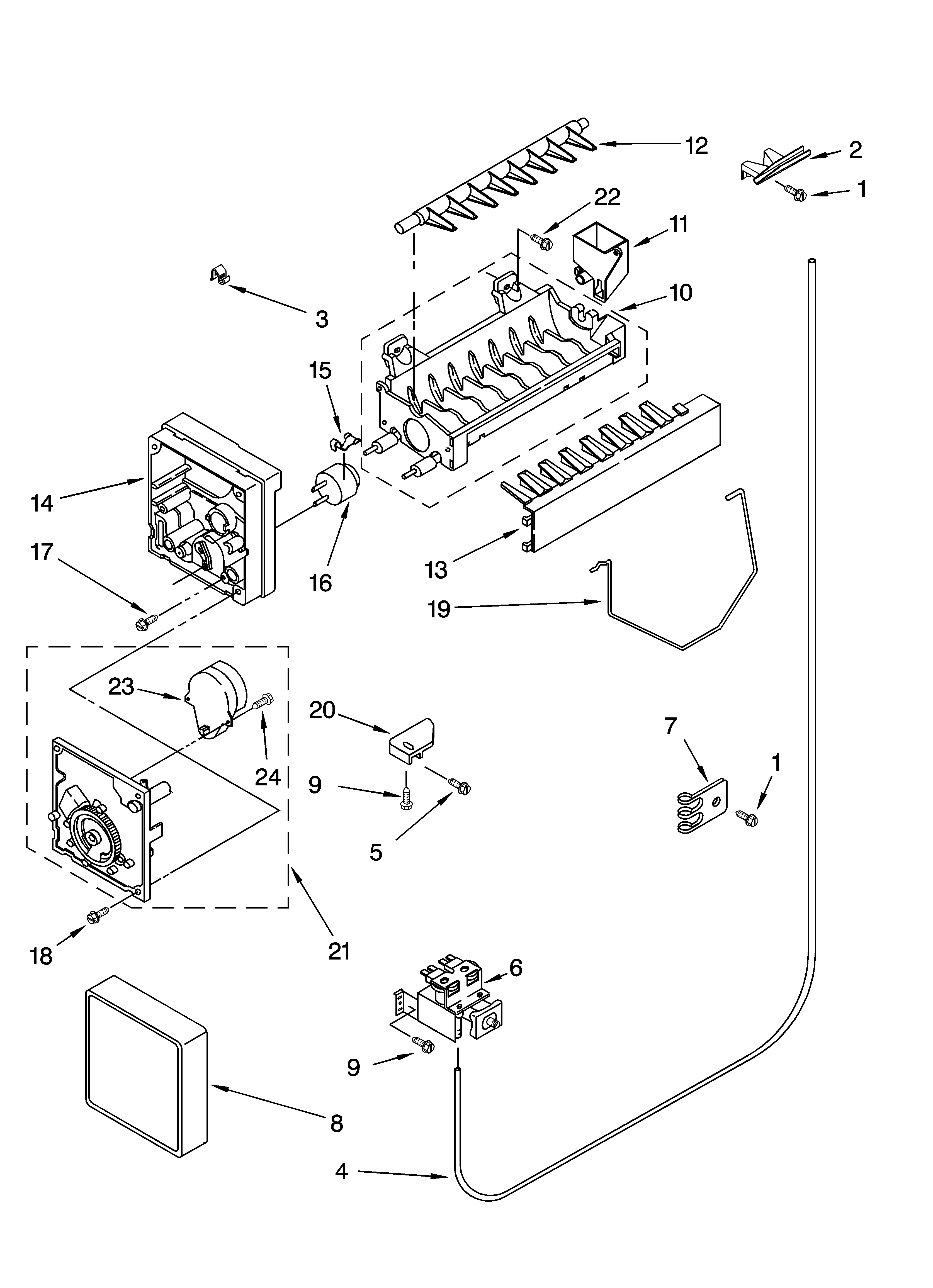 Whirlpool ED2VHEXSB00 icemaker parts, optional parts diagram