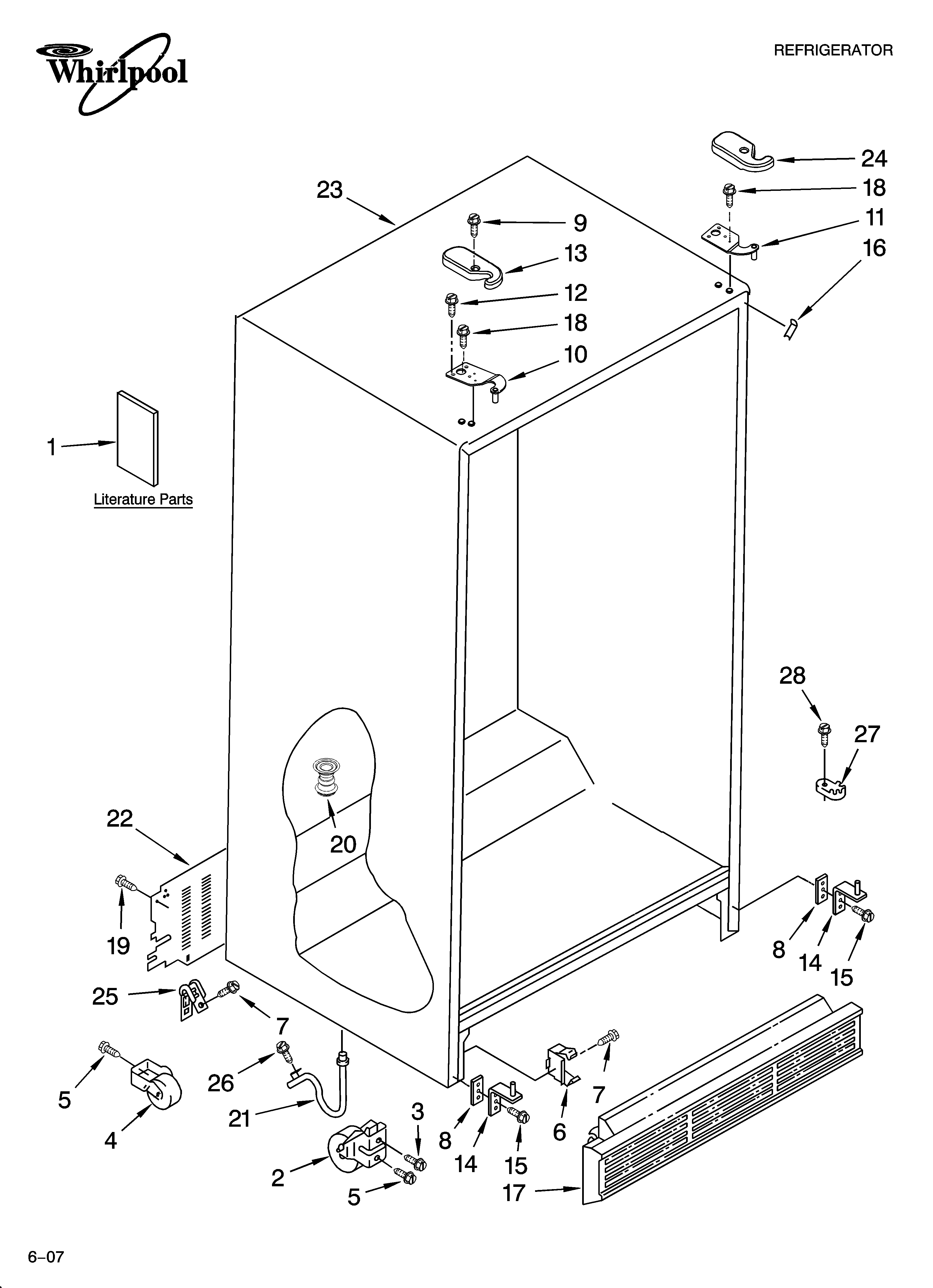Whirlpool ED5CHQXKQ06 cabinet parts diagram