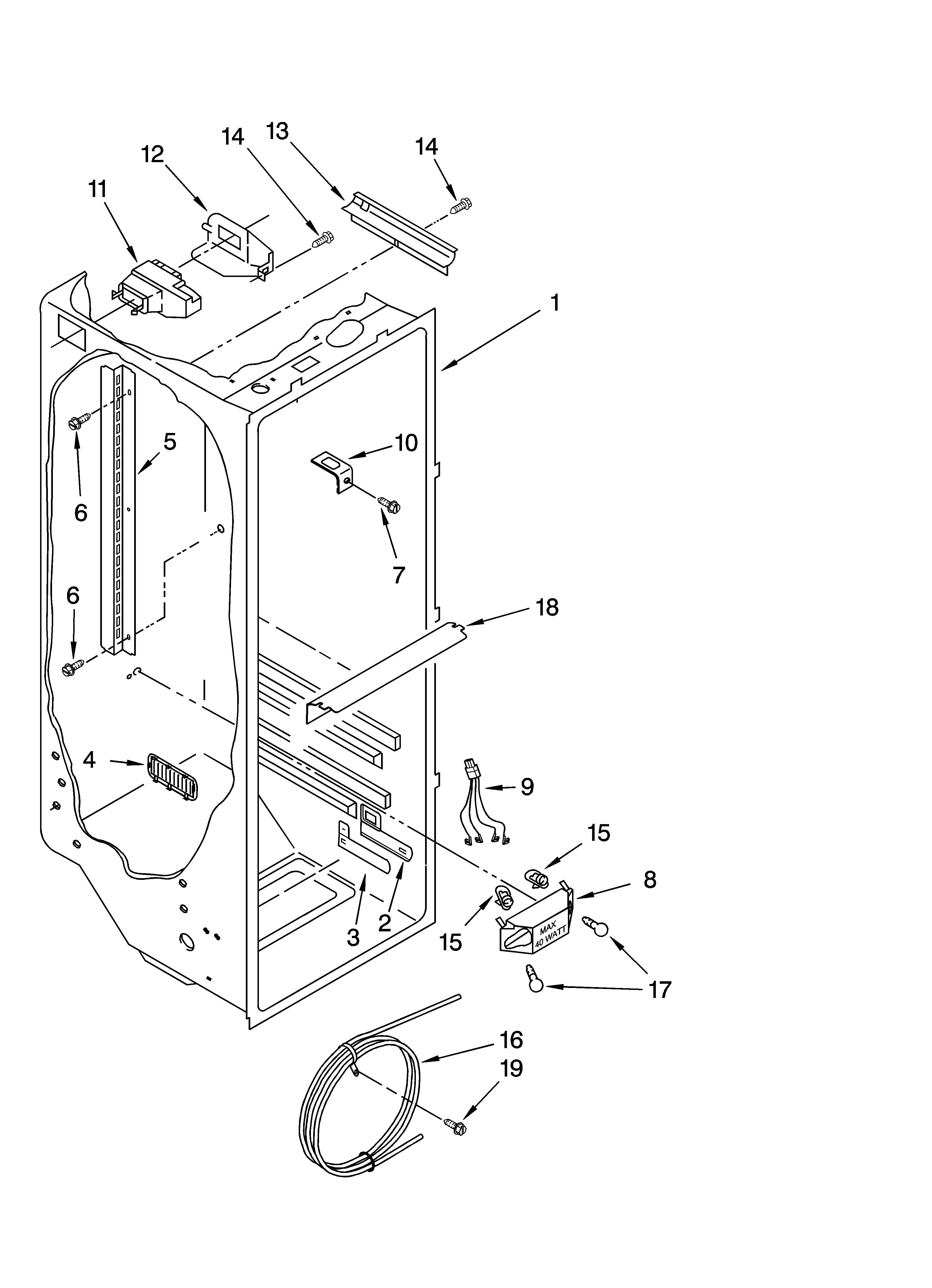 Whirlpool ED5CHQXKQ06 refrigerator liner parts diagram