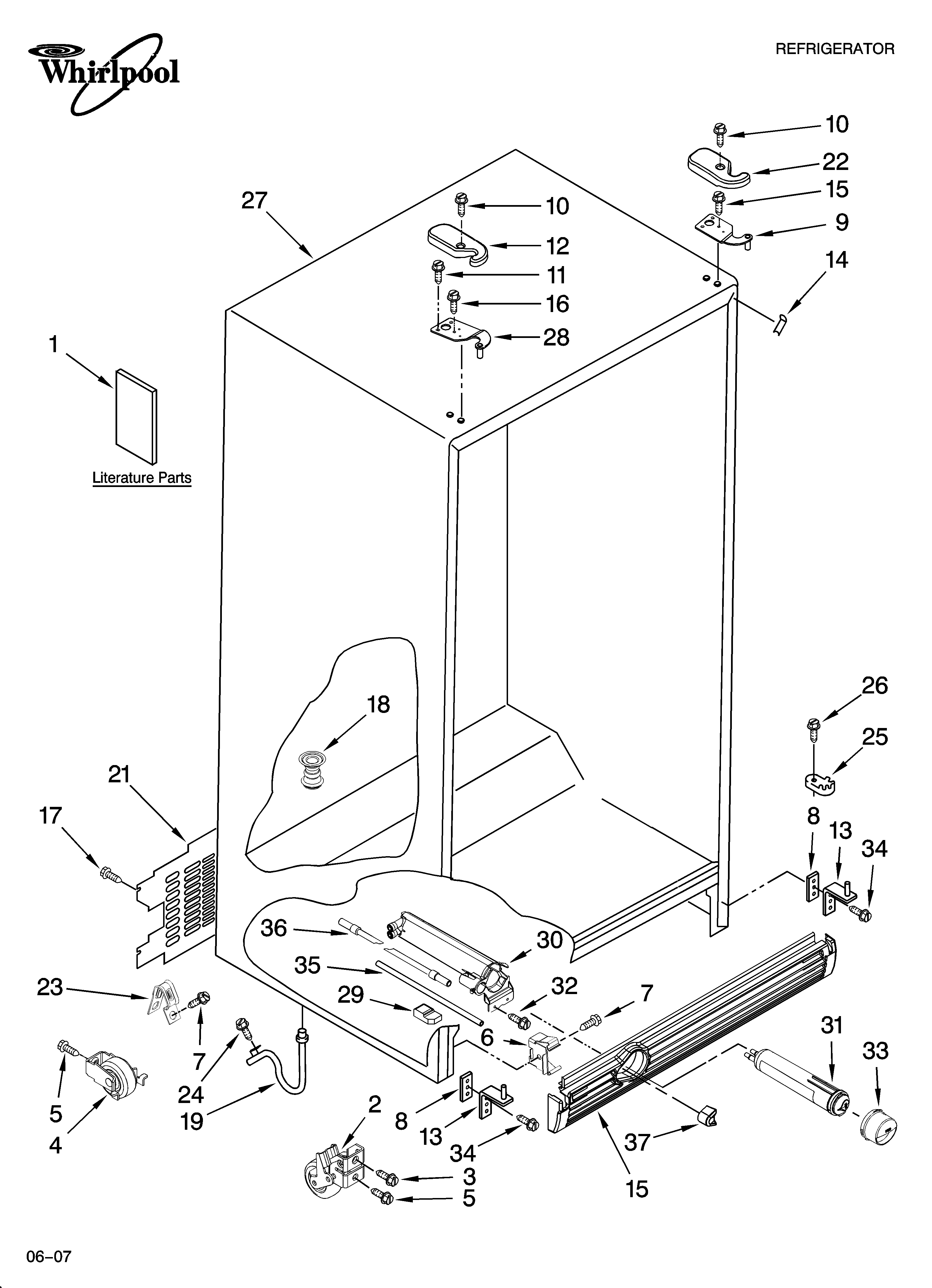 Whirlpool ED5FVGXSS02 cabinet parts diagram