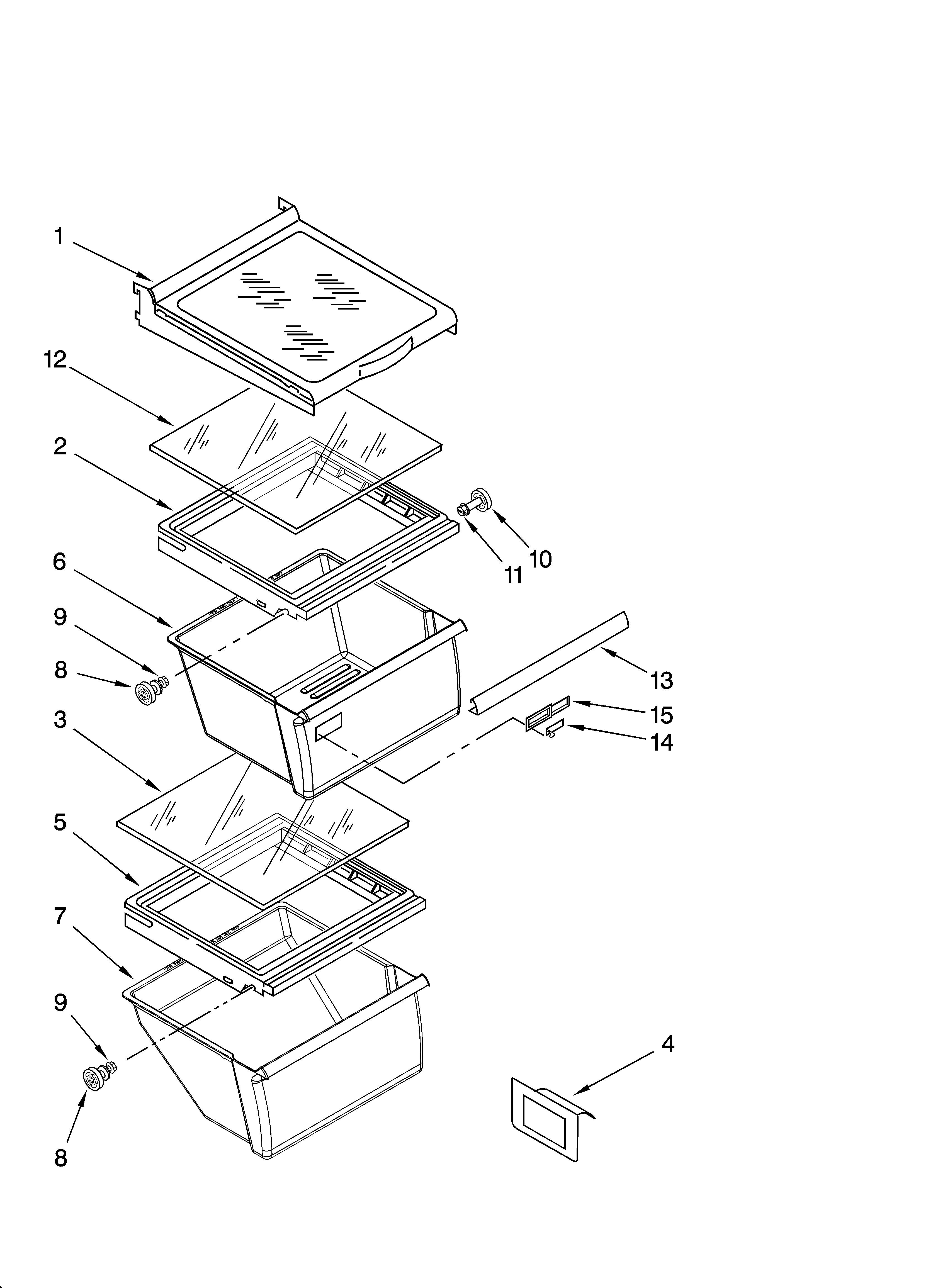 Whirlpool ED5FVGXSS02 refrigerator shelf parts diagram