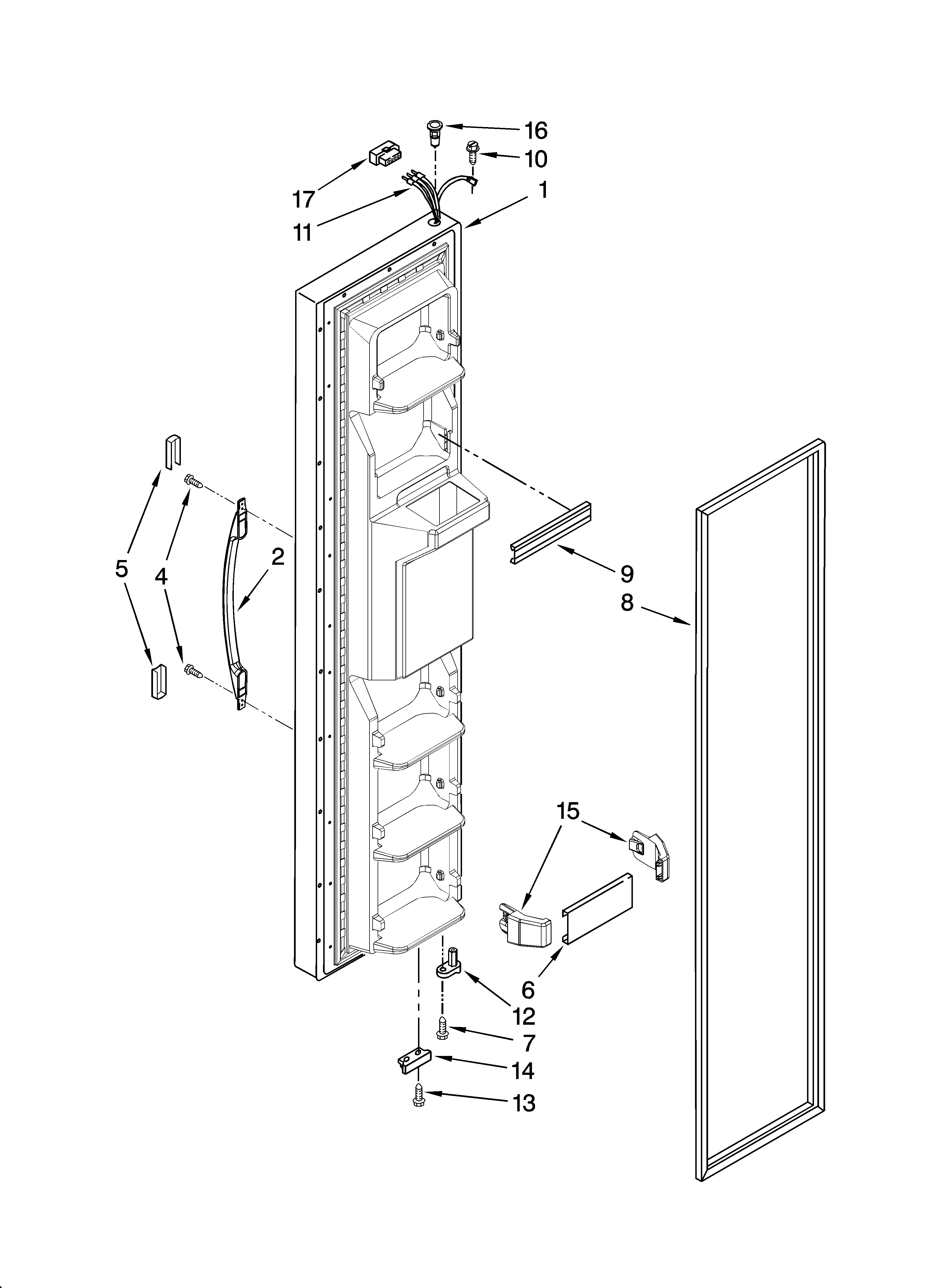 Whirlpool ED5FVGXSS02 freezer door parts diagram