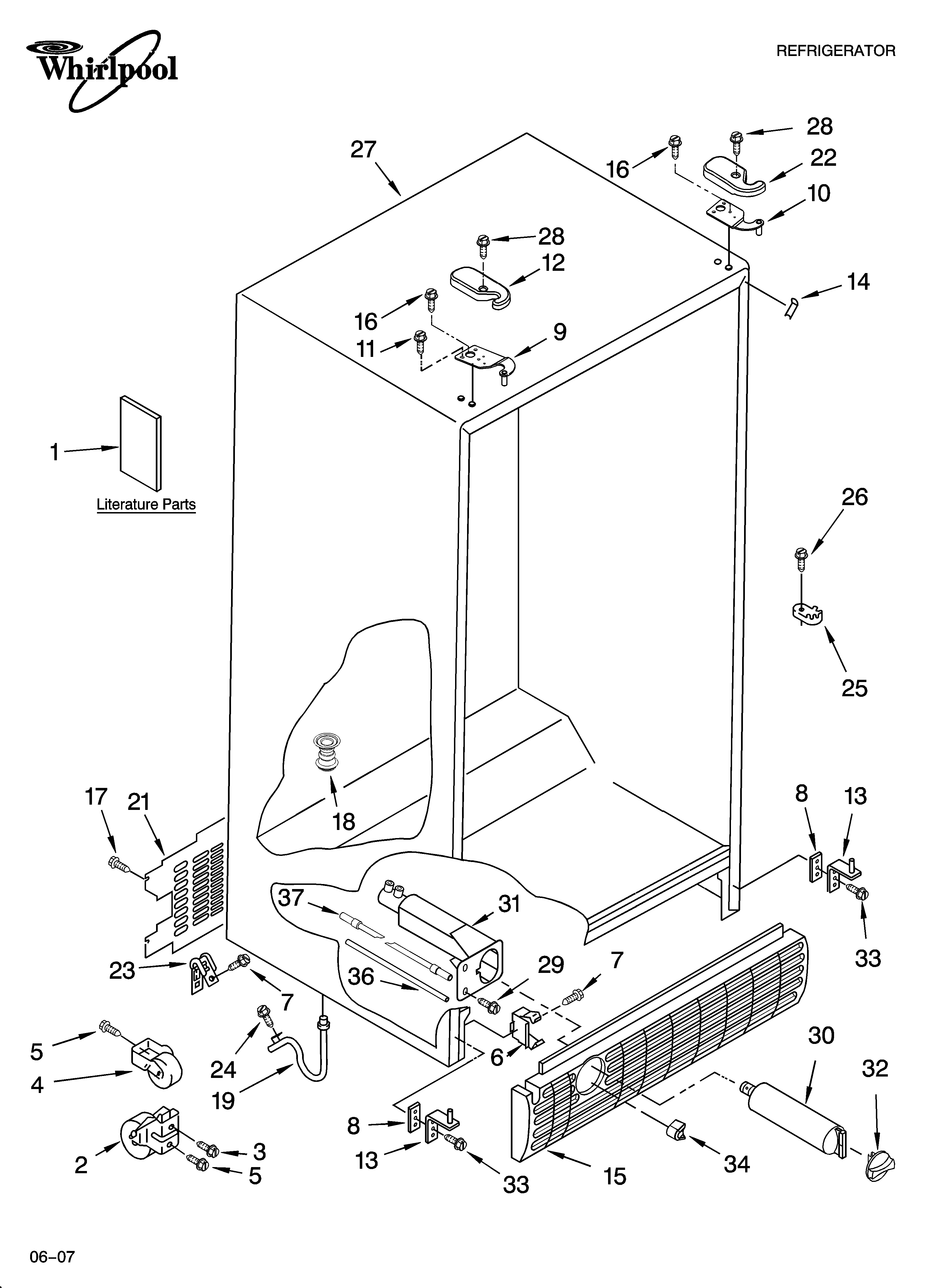 Whirlpool ED5VHEXSQ00 cabinet parts diagram