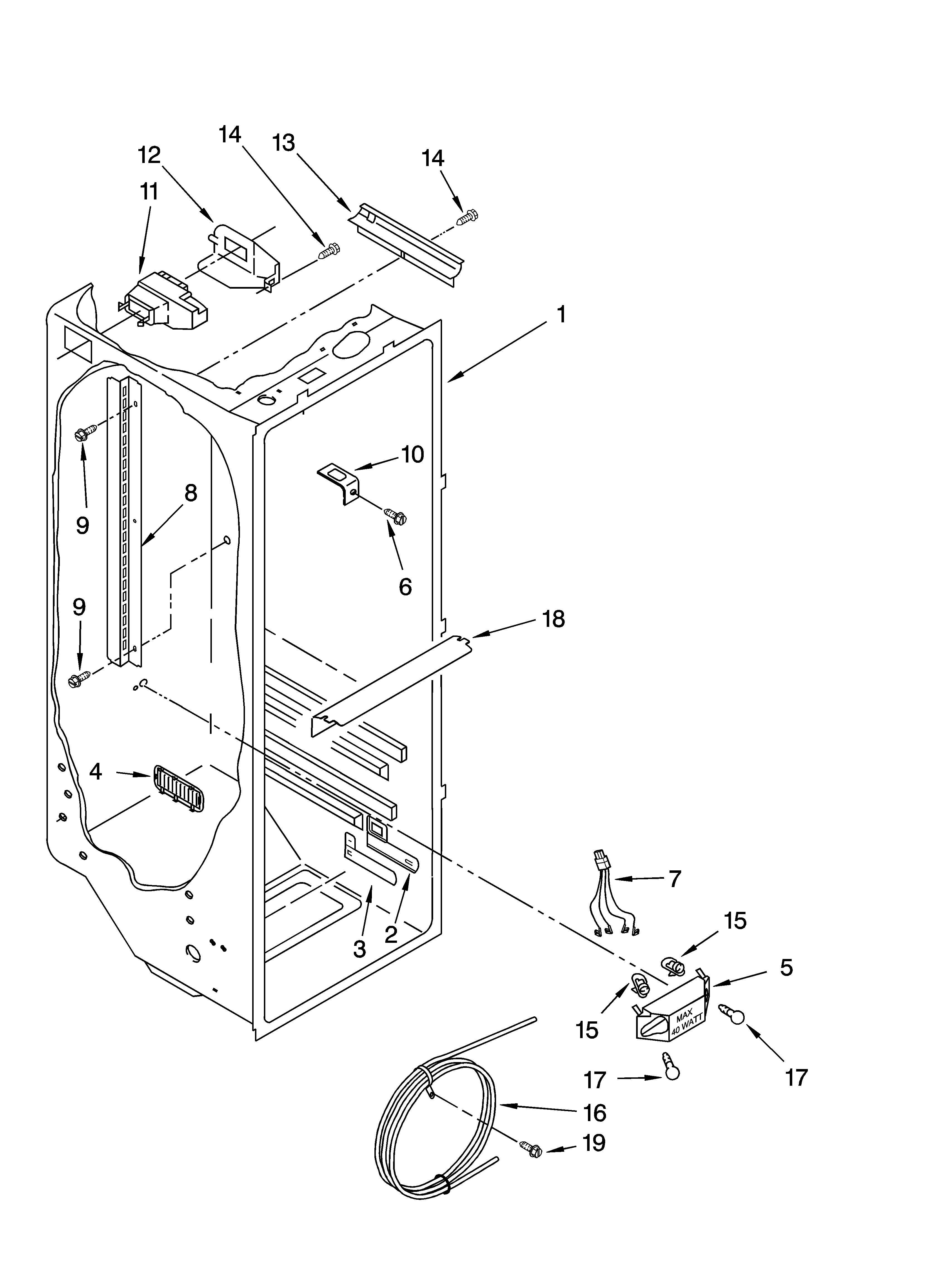 Whirlpool ED5VHEXSQ00 refrigerator liner parts diagram