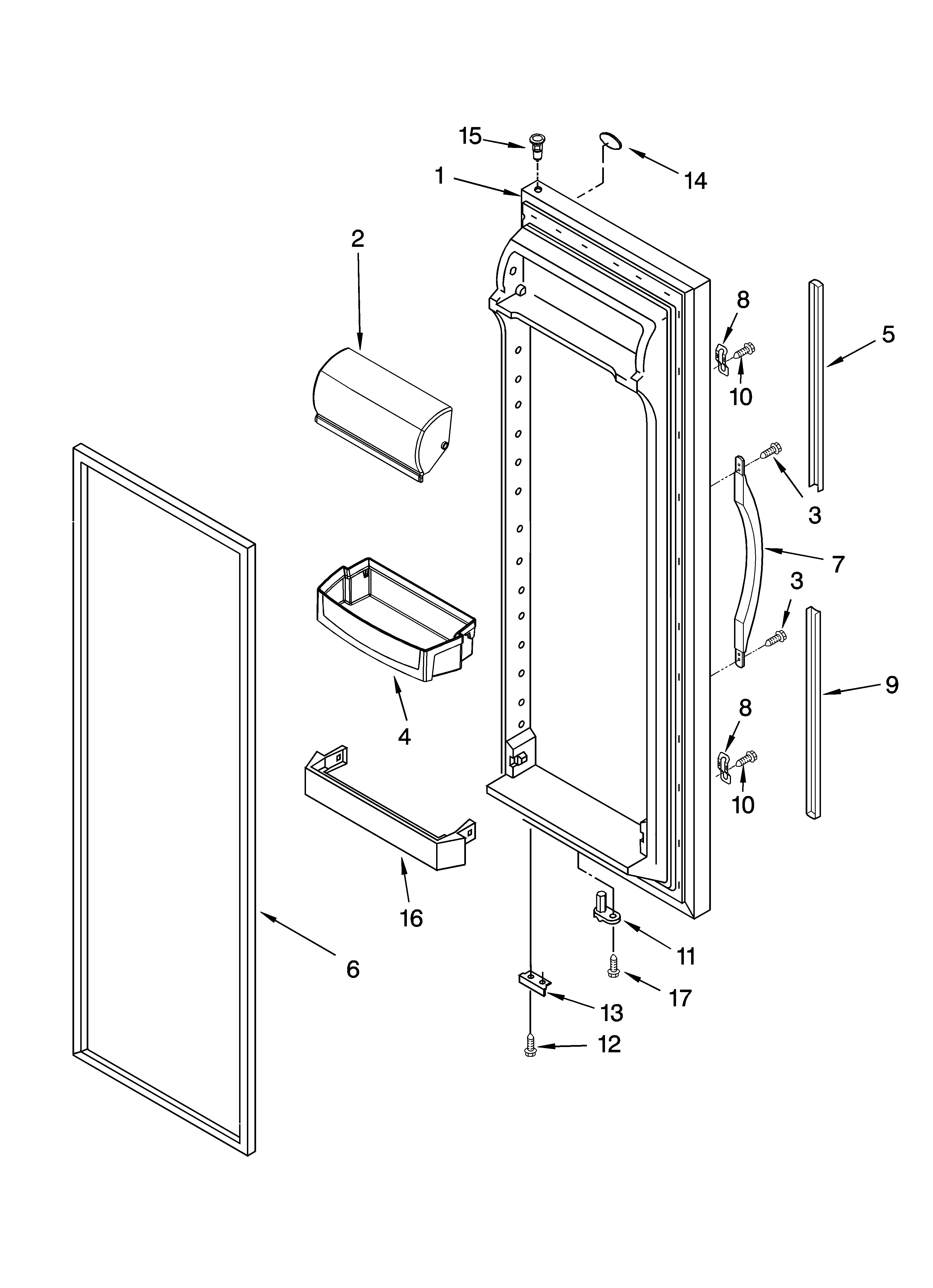 Whirlpool ED5VHEXSQ00 refrigerator door parts diagram